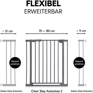 Hauck Türschutzgitter Clear Step Autoclose 2, Dark Grey, auch als Treppenschutzgitter verwendbar