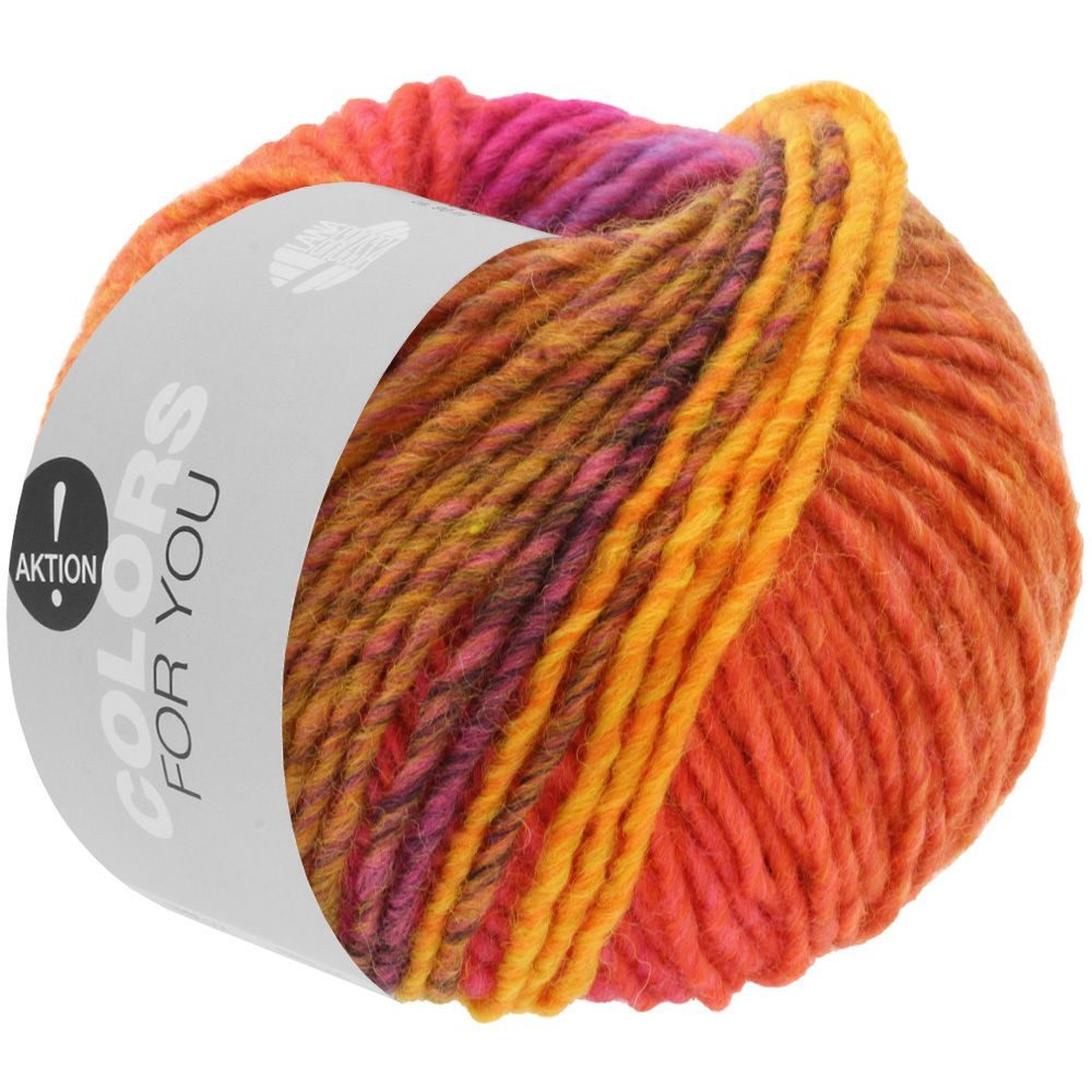 LANA GROSSA COLORS FOR YOU Häkelwolle, 90 m (voluminöses Dochtgarn mit Farbverlauf), 50 g