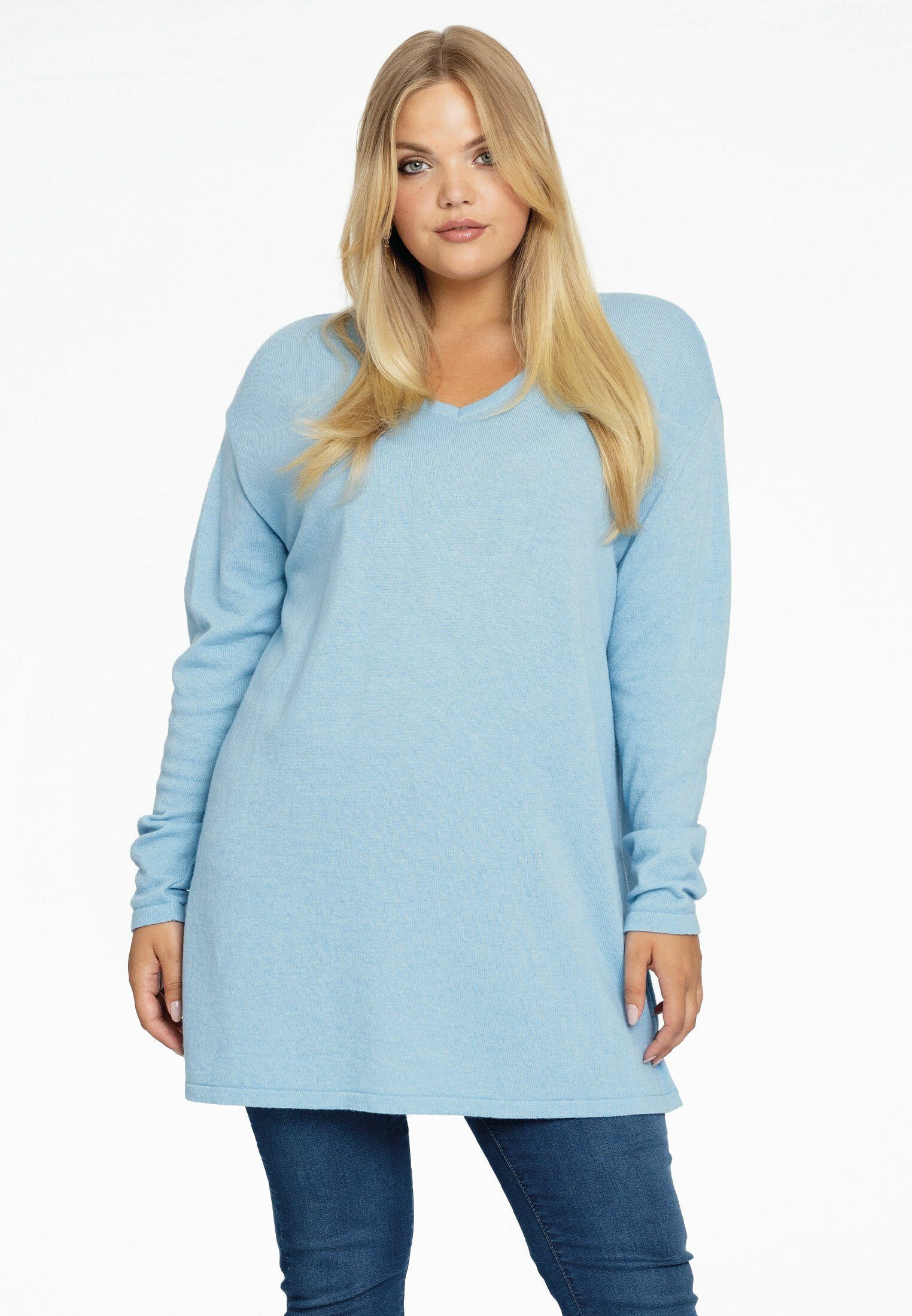 Yoek Longpullover Große Größen light blue