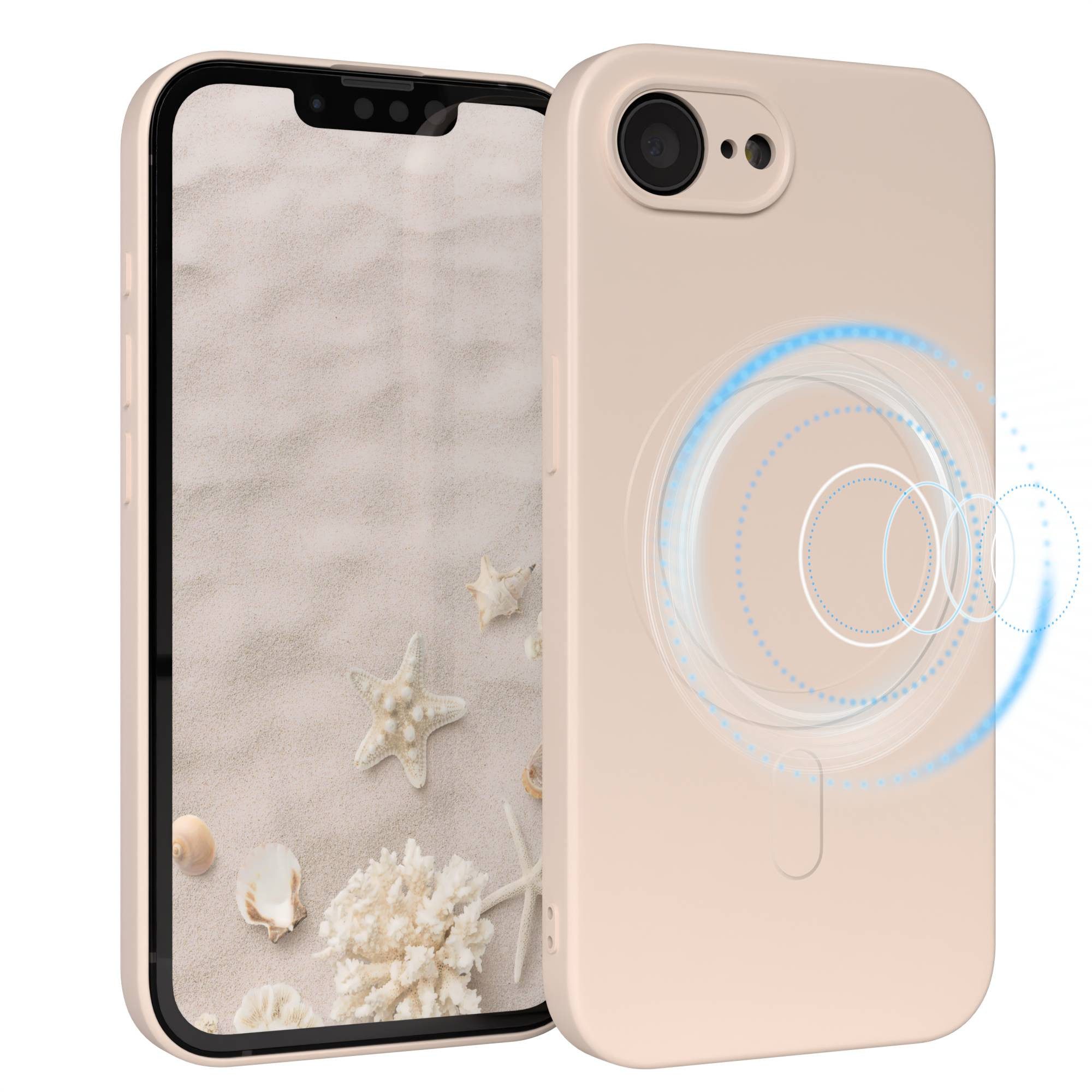 EAZY CASE Handyhülle für Apple iPhone 16e Hülle Silikon 6,1 Zoll, Schutzcase mit MagSafe Slimcover Silikonschutzhülle elastisch Taupe