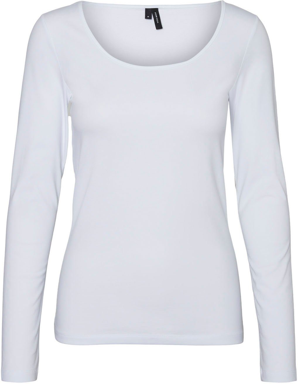 Vero white Moda VMMAXI Langarmshirt aus bright Bio-Baumwolle