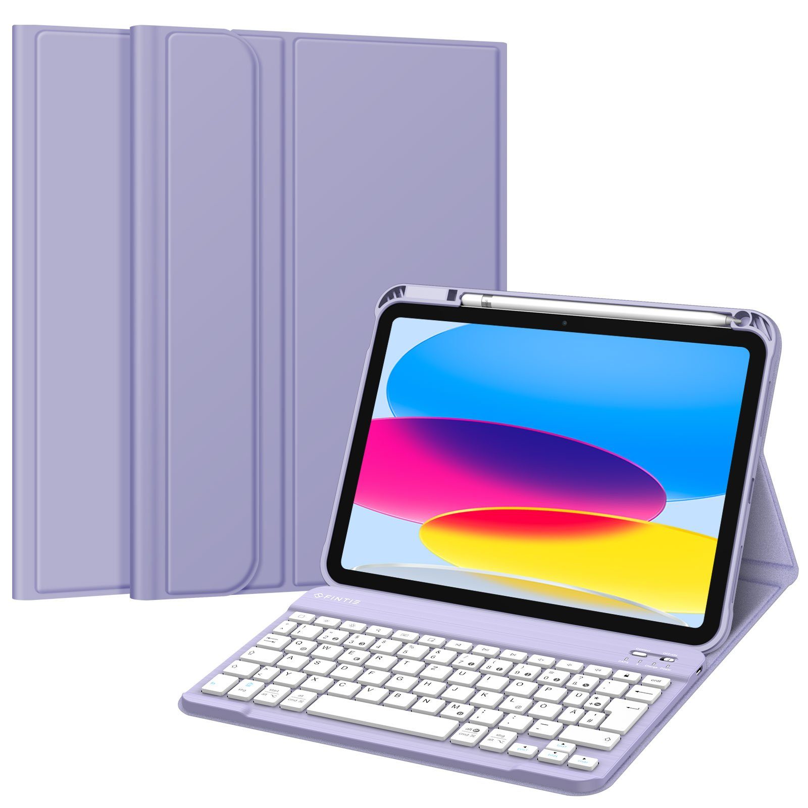 Fintie für iPad 11. Generation 11" 2025(A16), iPad 10. Generation 2022 10.9" Apple-Tastatur (Case mit Pencil Halter, magnetisch Abnehmbarer Tastatur(QWERTZ Layout)