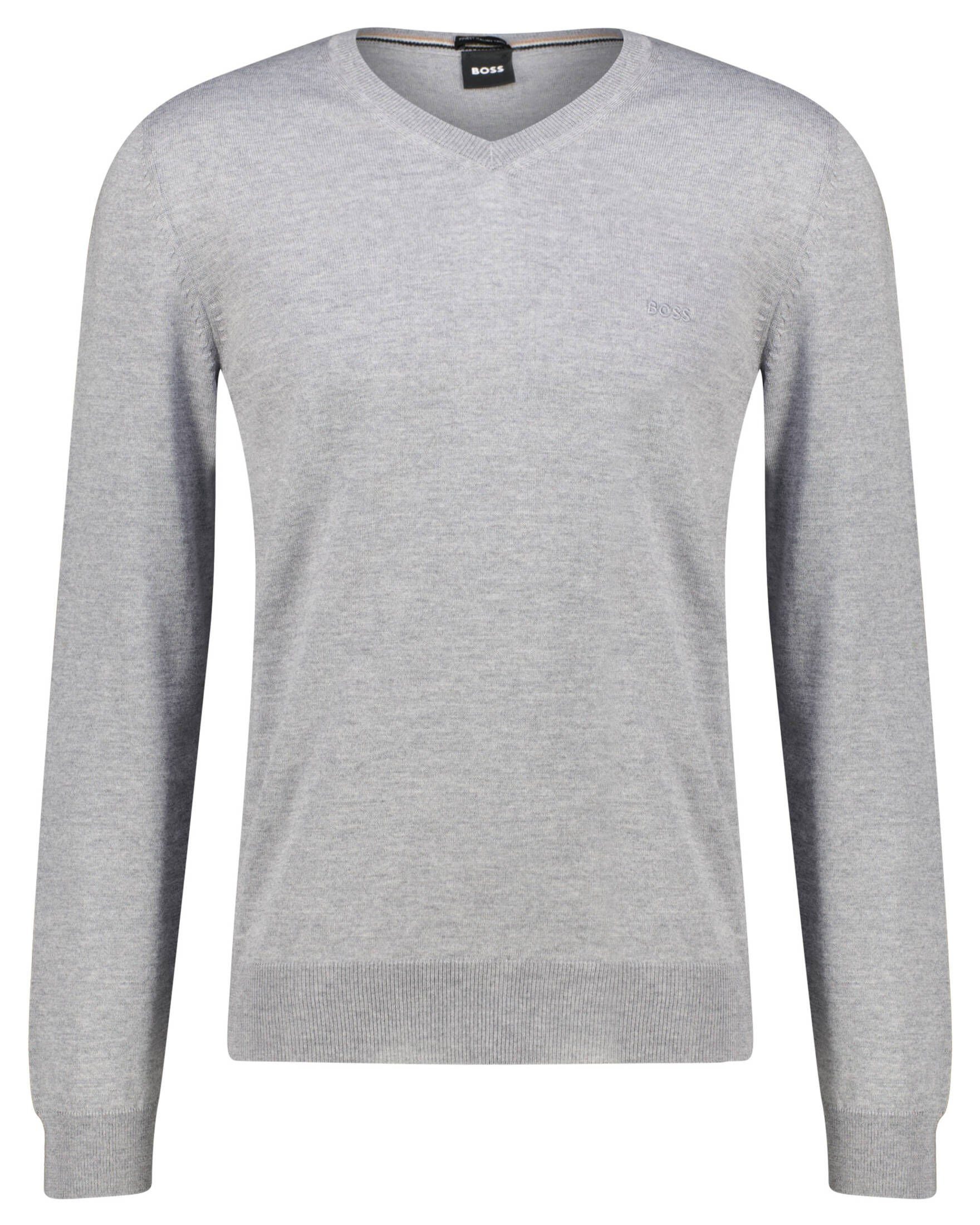 (1-tlg) BARAM_L aus Schurwolle Strickpullover BOSS Herren silber Strickpullover (232)