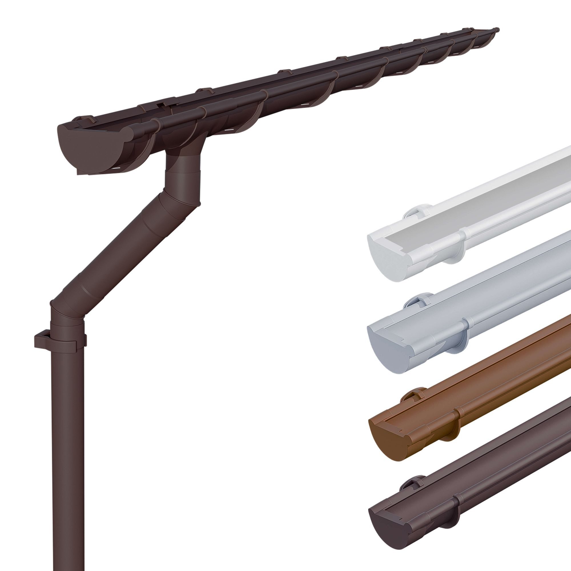 INEFA Dachrinne NW 125 Dachrinnen-Set PVC halbrund für Haus, eine Dachseite,6m, Regenrinnen-Set von INEFA, 1-St., Set für eine Dachseite, Regenrinne Kunststoff für Satteldach, eine Dachseite, Made in Germany