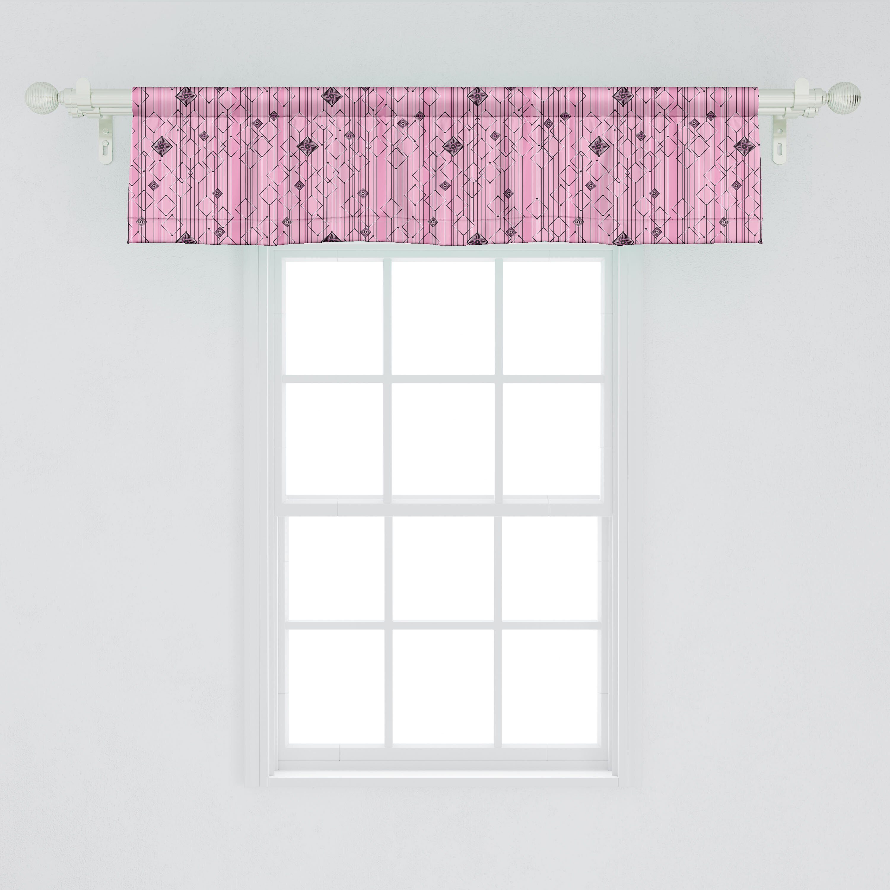 Scheibengardine mit geometrische Stangentasche, Dekor Kunst Vorhang Schlafzimmer Modernes rosa Küche für Abakuhaus, Abstrakt Volant Microfaser,