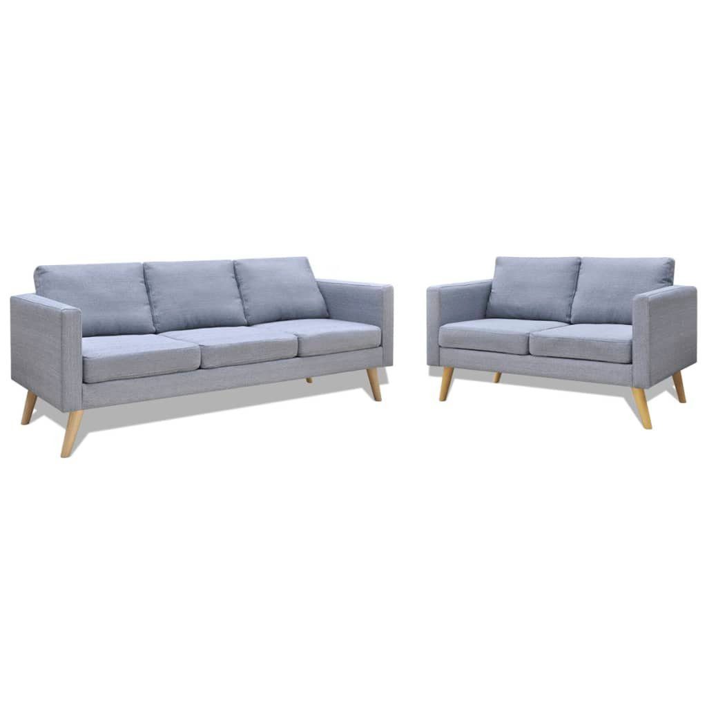 furnicato 3-Sitzer Sofa Set 2-Sitzer und Stoff Hellgrau | Einzelsofas