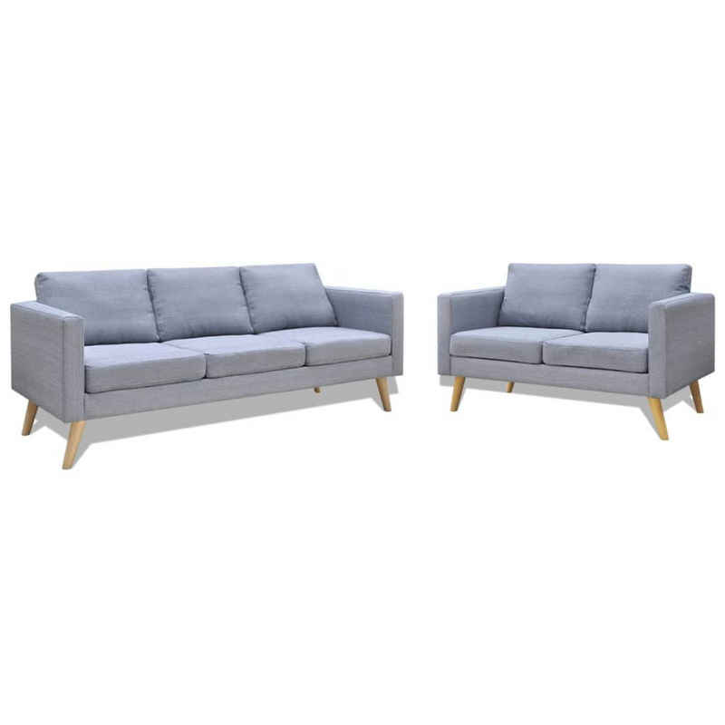 furnicato 3-Sitzer Sofa Set 2-Sitzer und Stoff Hellgrau