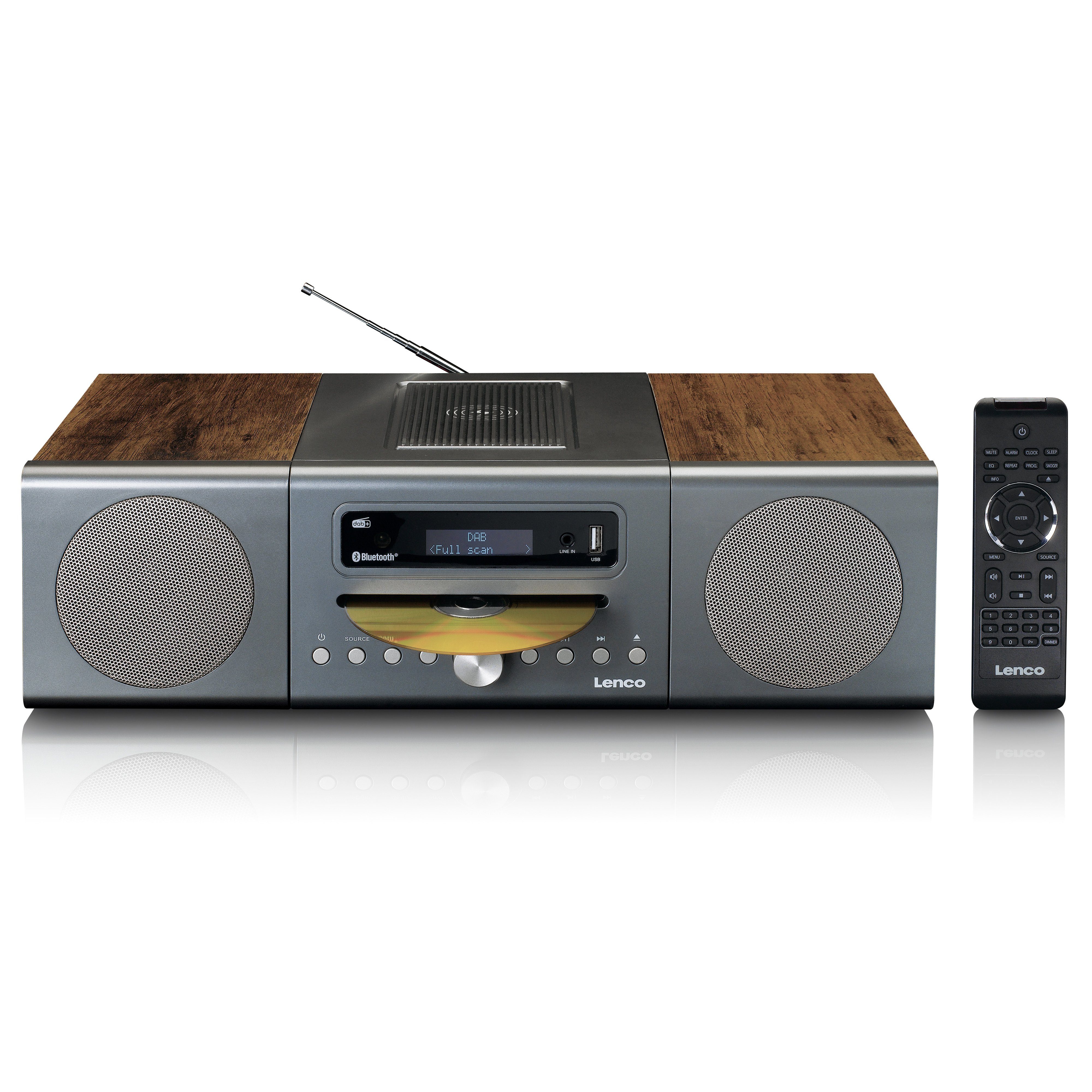 Lenco MC-175SI UKW-Radio (DAB+,FM, 40 W, Bluetooth 5.0/CD/MP3-Player, 10W Wireless-Charging inkl. Fernbedienung)