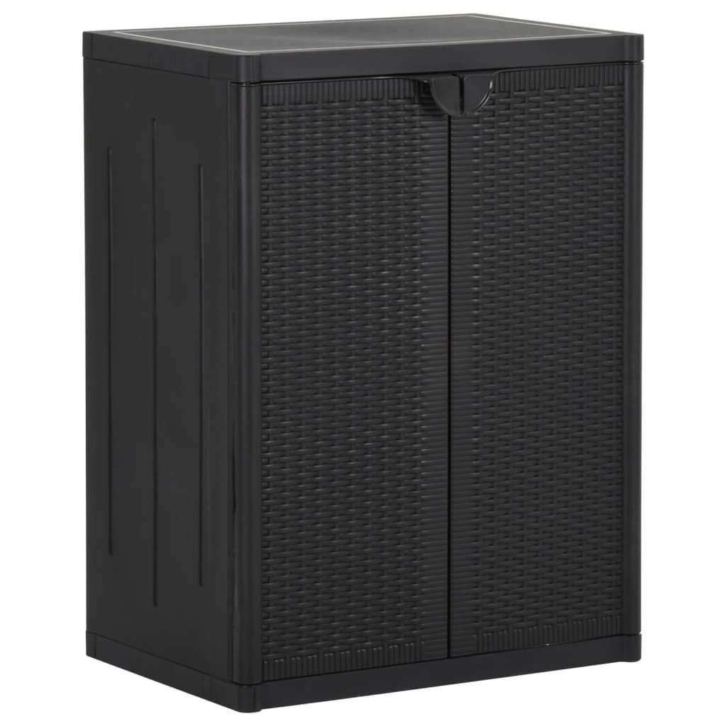 vidaXL Garten-Geräteschrank, Gartenschrank Schwarz 65x45x88 cm PP Rattan-Optik