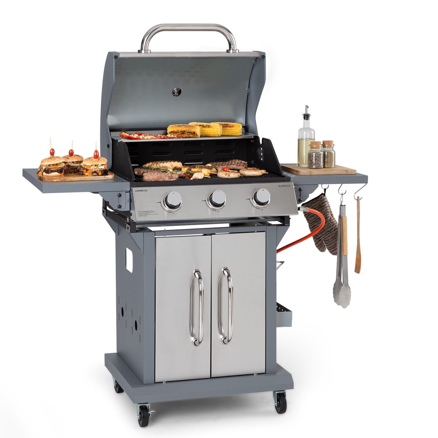 Klarstein Gasgrill »Lucifer 3 Gasgrill 3 x 3,6 kW Brenner 60x45cm Grill
