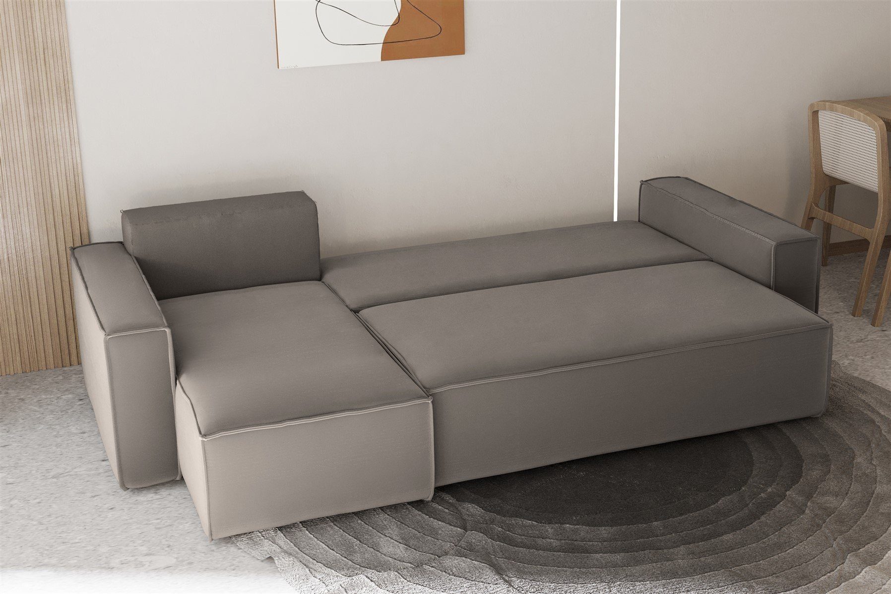Fun Möbel Ecksofa Ecksofa MARIS mit Ottomane in Stoff Swing, mit Schlaffunktion, Rundumbezug