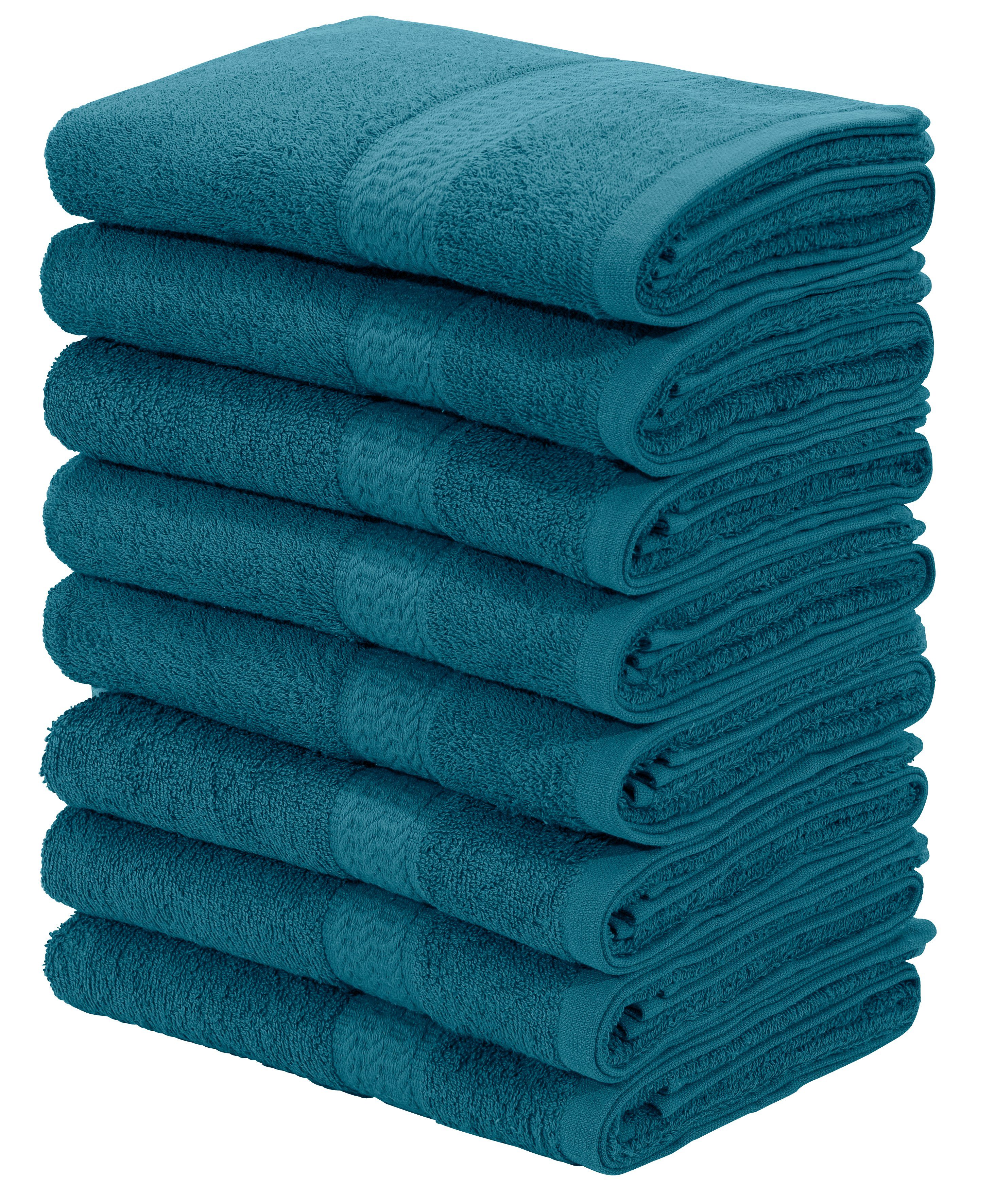 OTTO home Handtücher Juna, als Set und Serie erhältlich, 8 Handtücher, 50x100cm, Walkfrottier (8-St), 8-tlg. Handtuch-Set, 100% Baumwolle, mit Bordüre, Uni-Farben, weich
