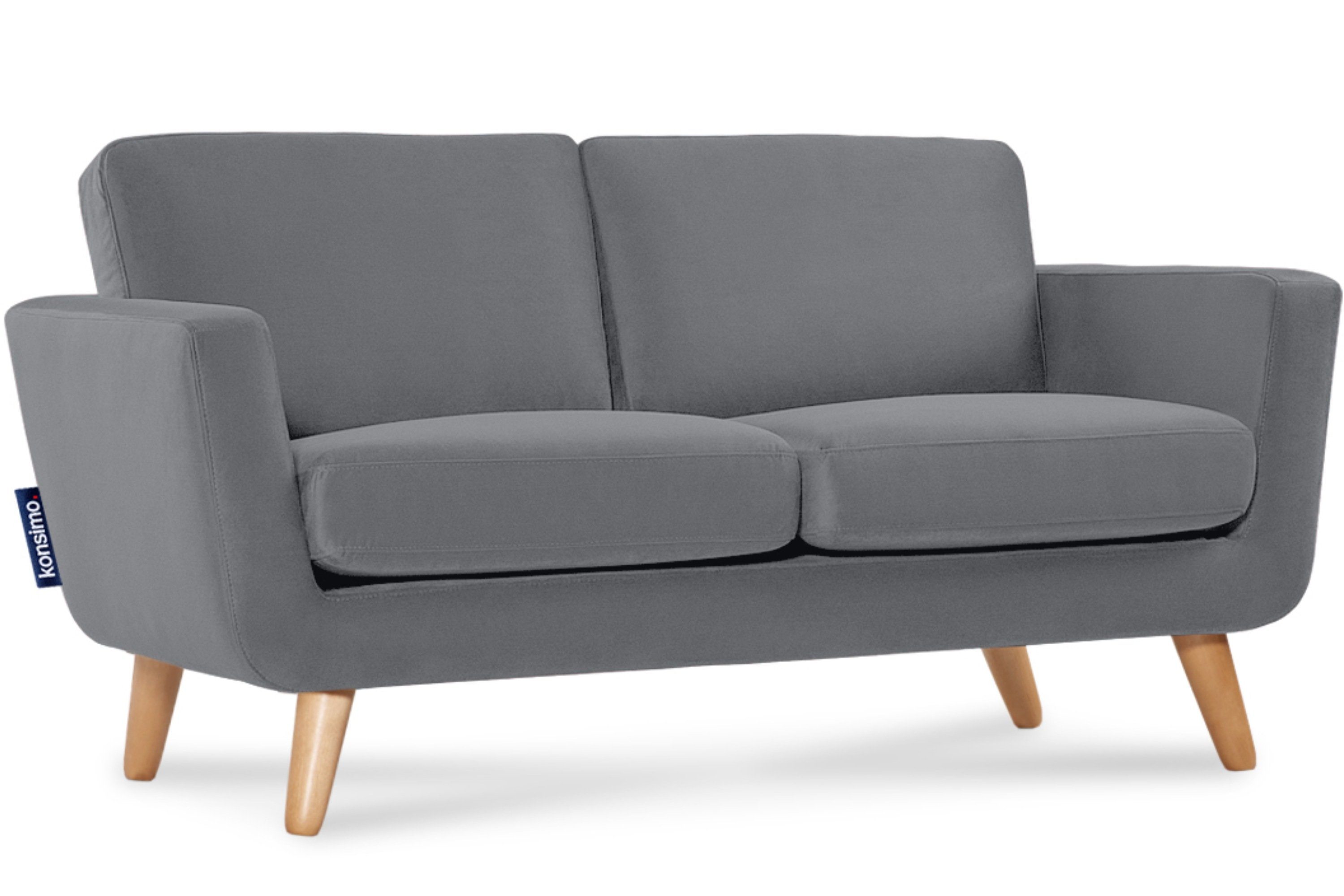 KONSIMO® 2-Sitzer TAGIO Sofa, hergestellt in der EU, Scandi-Stil, mit Armlehnen, Gestell aus Massivholz