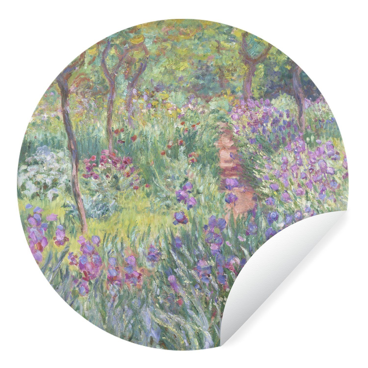 Giverny Wandsticker Künstlers Der Garten St), des MuchoWow Wohnzimmer Monet Gemälde - Tapetenkreis Kinderzimmer, (1 von Rund, Tapetenaufkleber, in Claude für