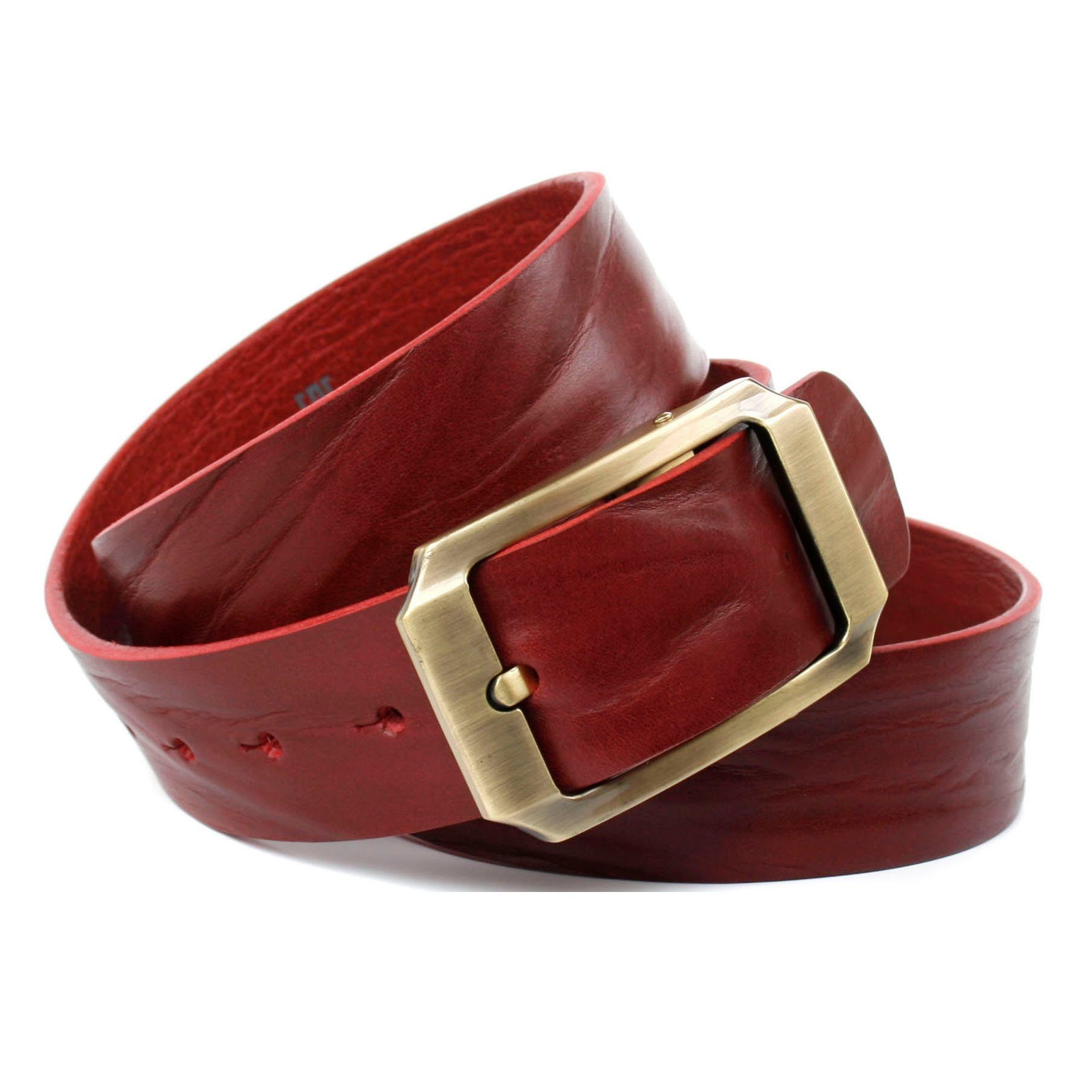 Anthoni Crown Ledergürtel Eindrucksvoller Gürtel mit Schließe in altmessing günstig online kaufen