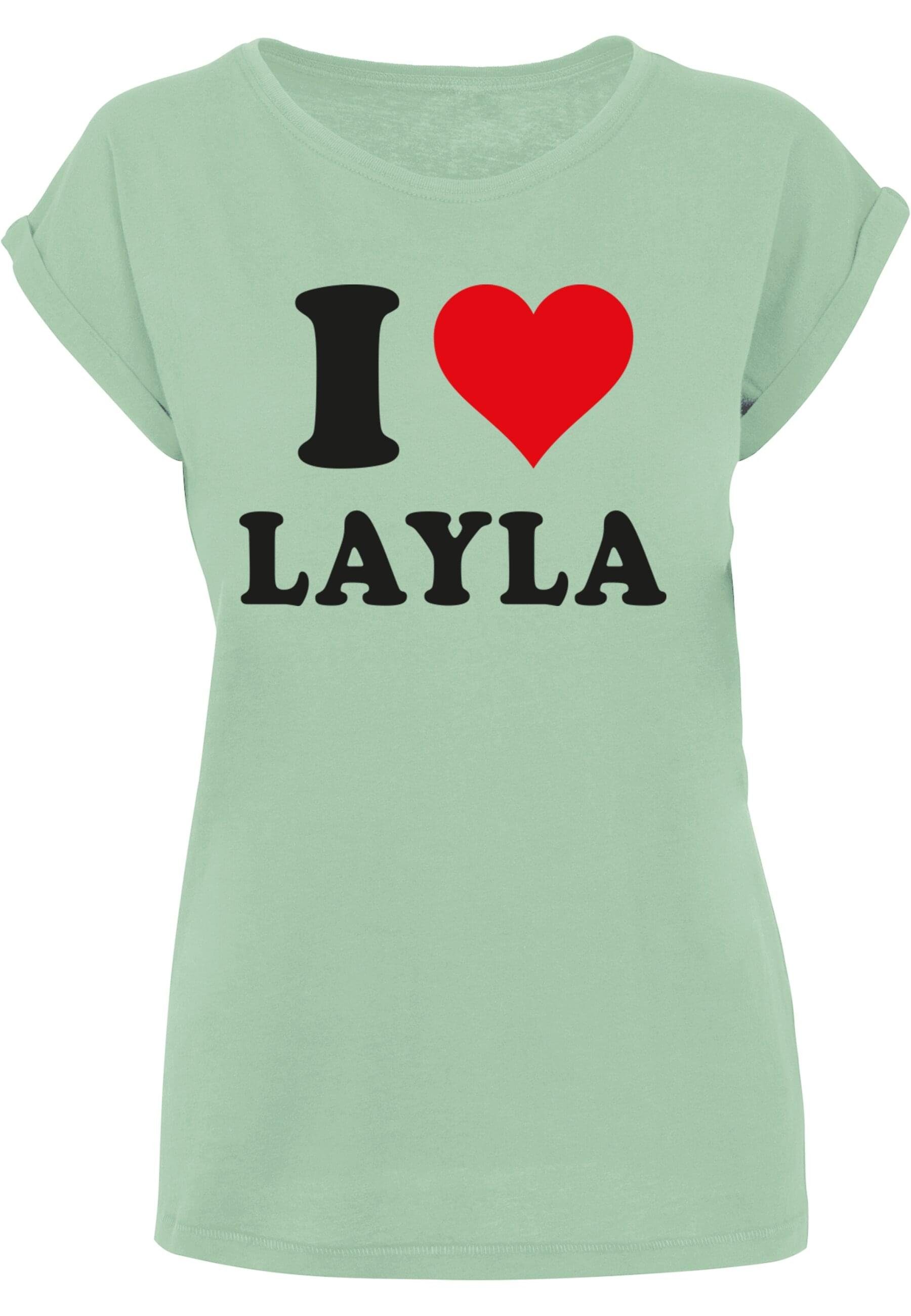 Merchcode T-Shirt Damen Ladies I Love Layla T-Shirt (1-tlg) neomint