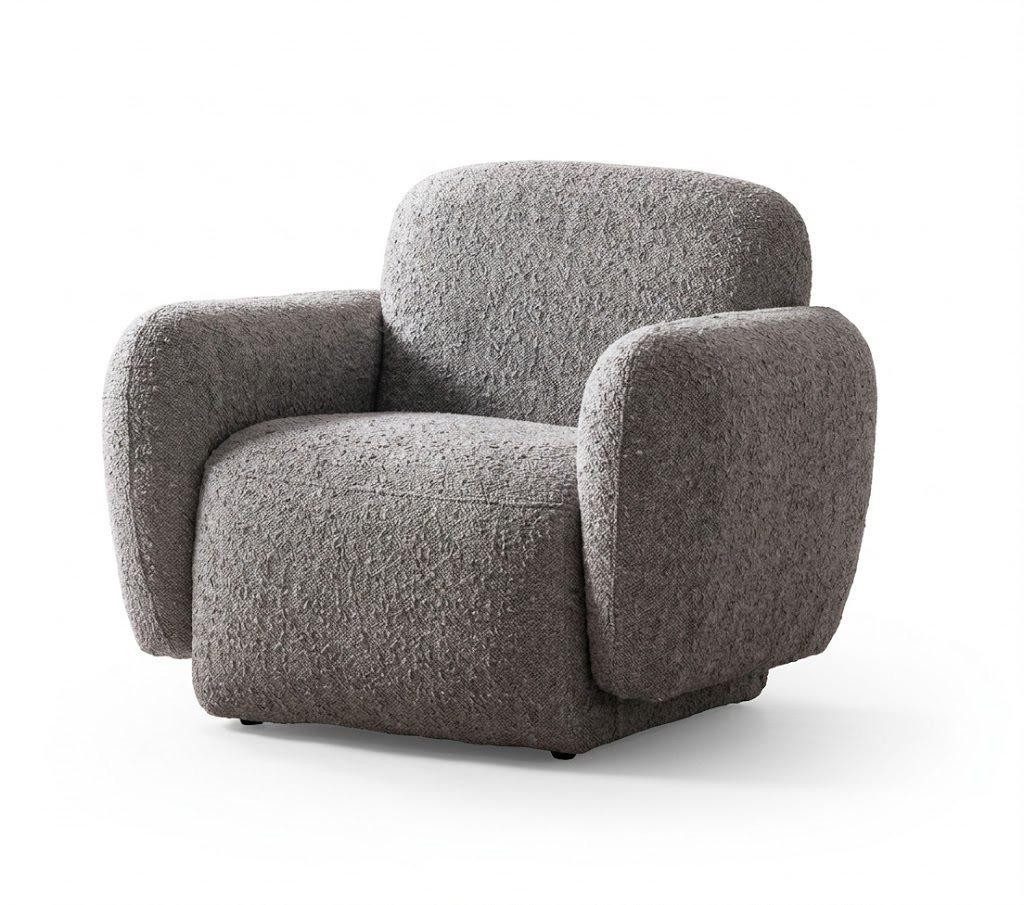 Xlmoebel Cocktailsessel Sessel Moderner Wohnzimmer Grau Abgerundete Formen Hohe Rückenlehn (1-St., 1-tlg)