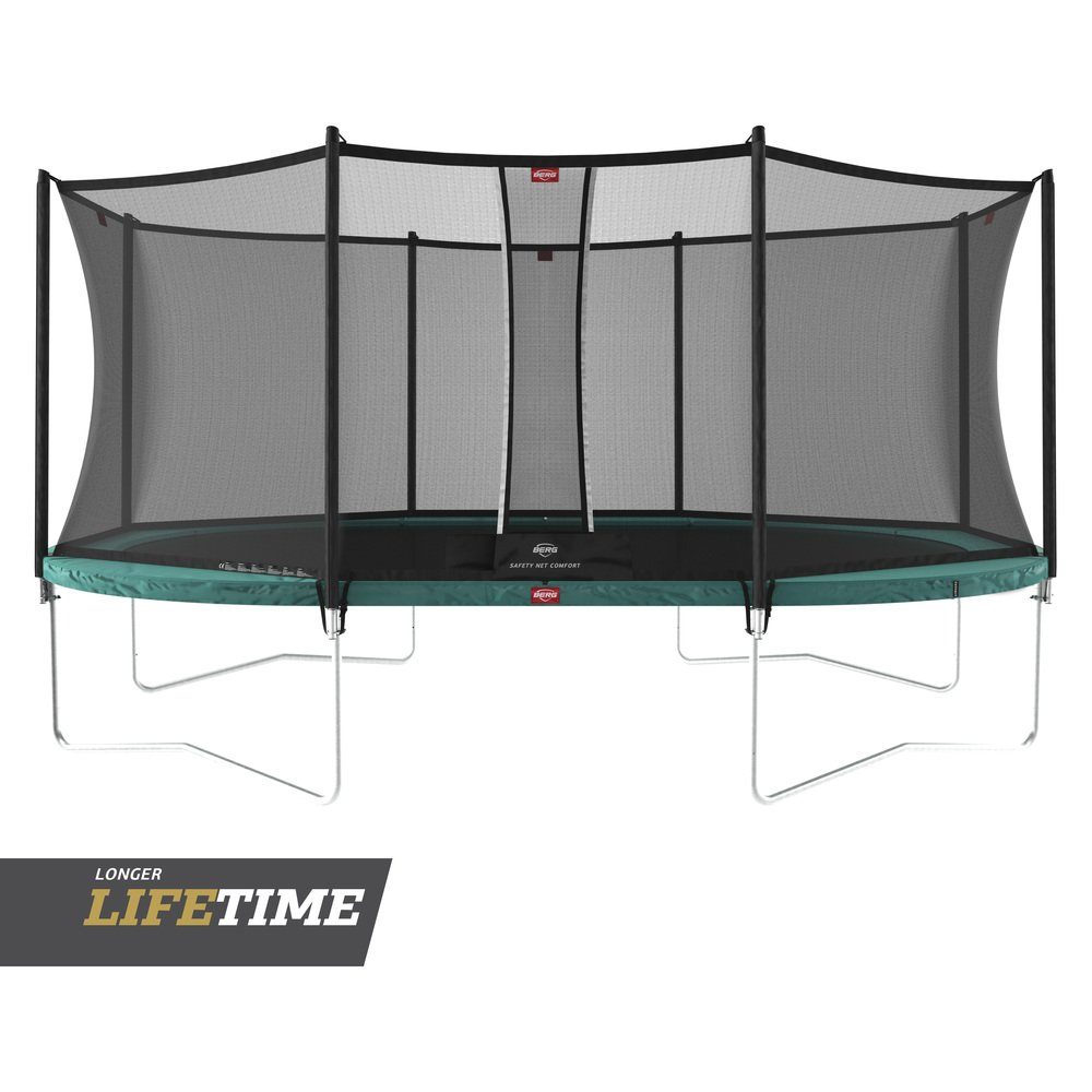 Gartentrampolin oval 520 x 345 cm grün mit Sicherheitsnetz Comfort Grand