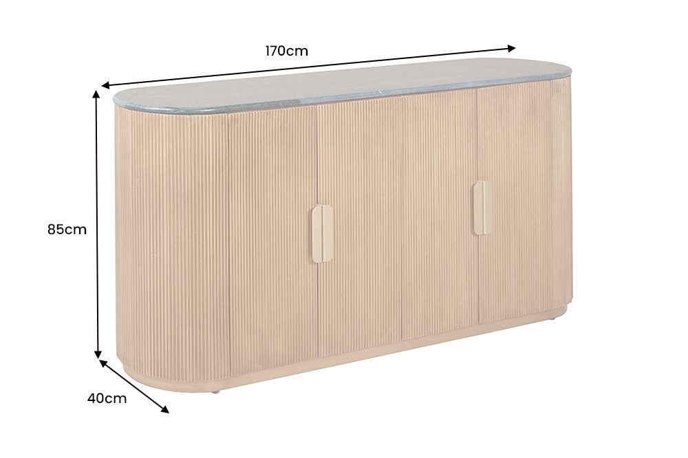 riess-ambiente Sideboard VENEZIANO 170cm messing/gold/grün - Mangoholz, massiv, Marmor, Ablage (Einzelartikel, 1 St), Modernes Highboard - ideal für Wohn- und Schlafzimmer oder Flur