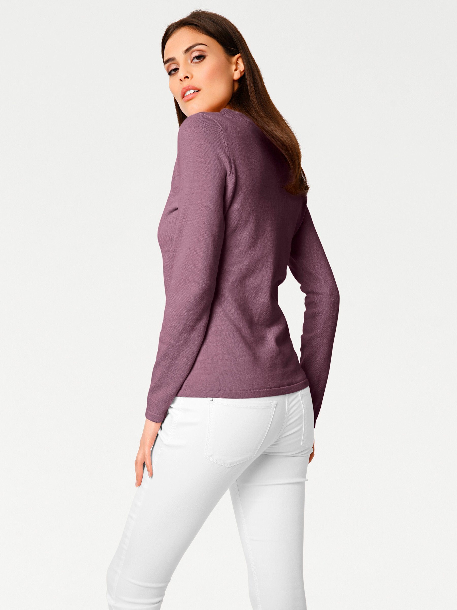 heine Strickpullover V-Pullover Langarm Feinstrick