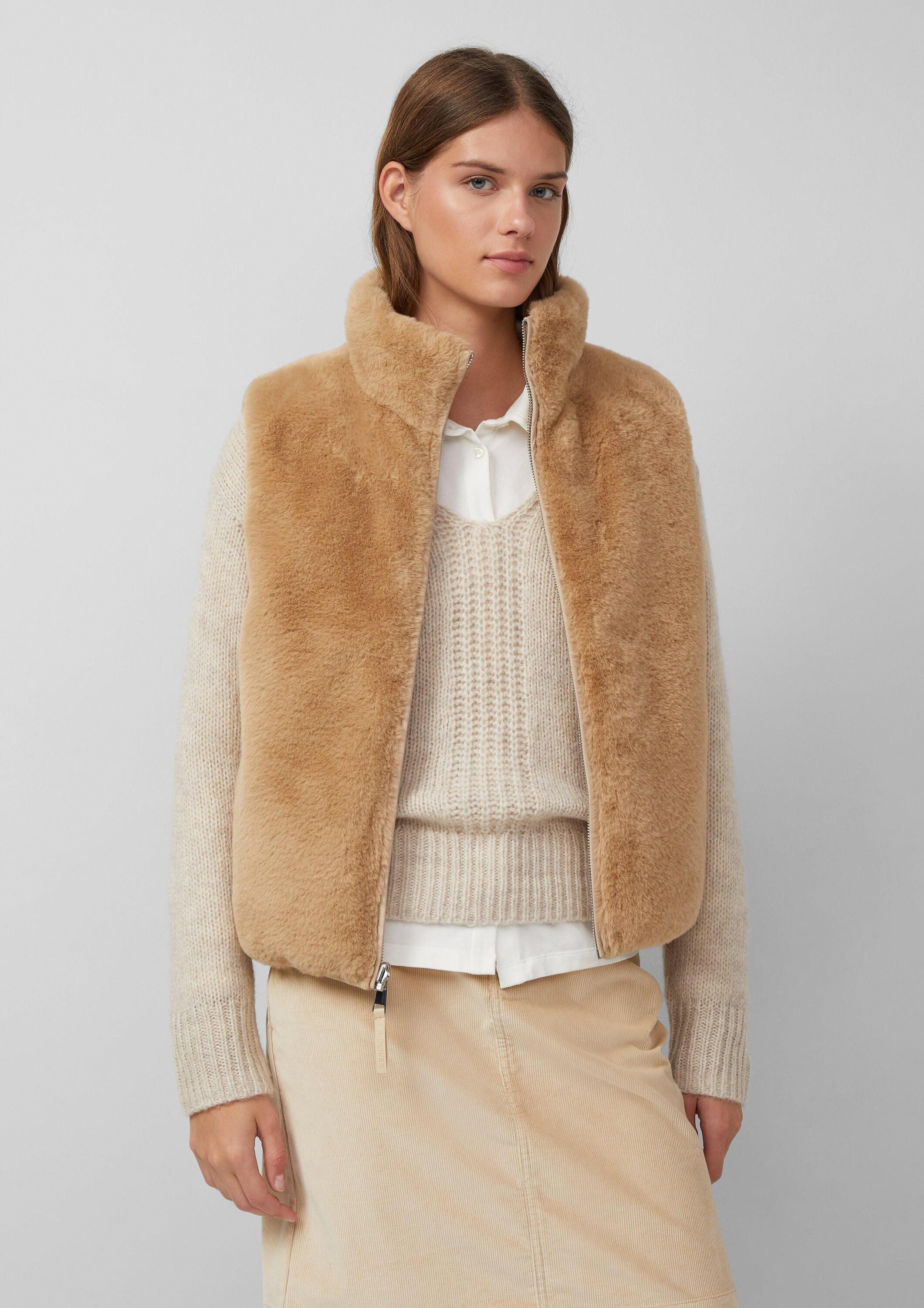 s.Oliver Outdoorjacke Outdoor-Weste Wendbare Steppweste mit Fell günstig online kaufen