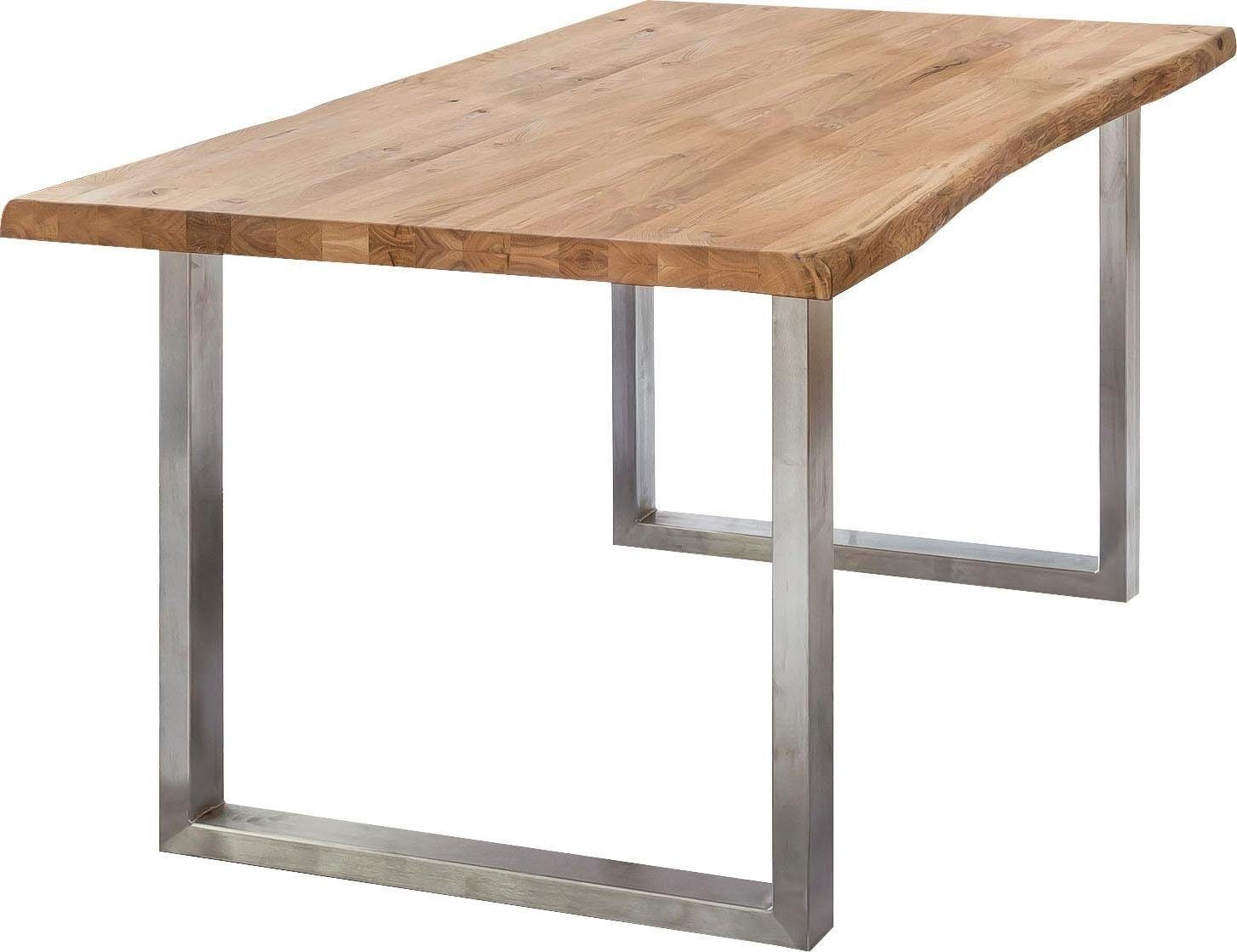 Home affaire Esstisch Tristan, Eiche massiv mit Baumkante