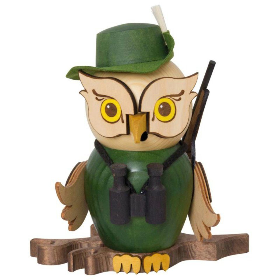 Kuhnert Räuchermännchen Räucherfigur Eule Jäger in - - Made Räuchereule