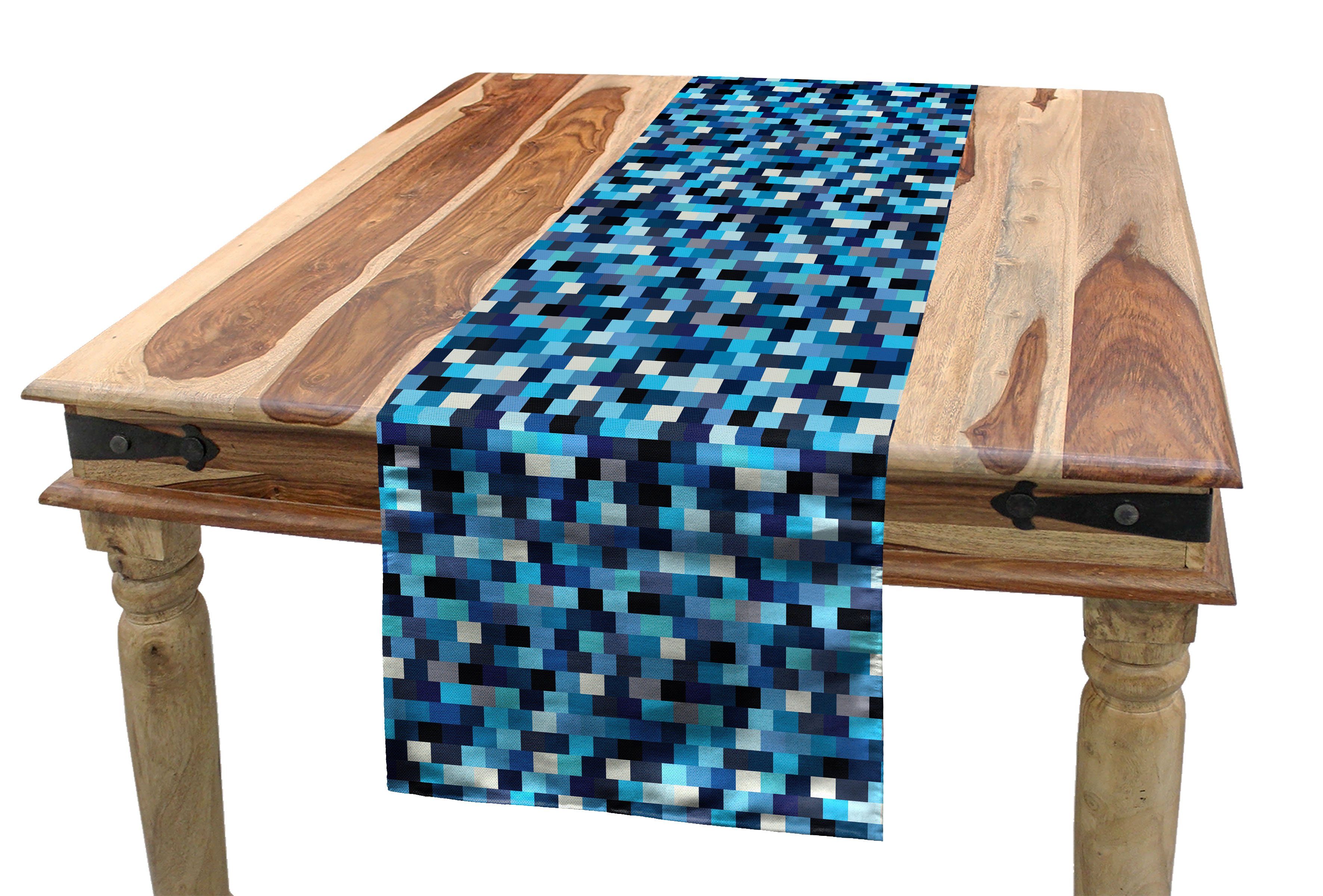 Abakuhaus Tischläufer Esszimmer Küche Rechteckiger Dekorativer Tischläufer, Blau Geometric Design Streifen