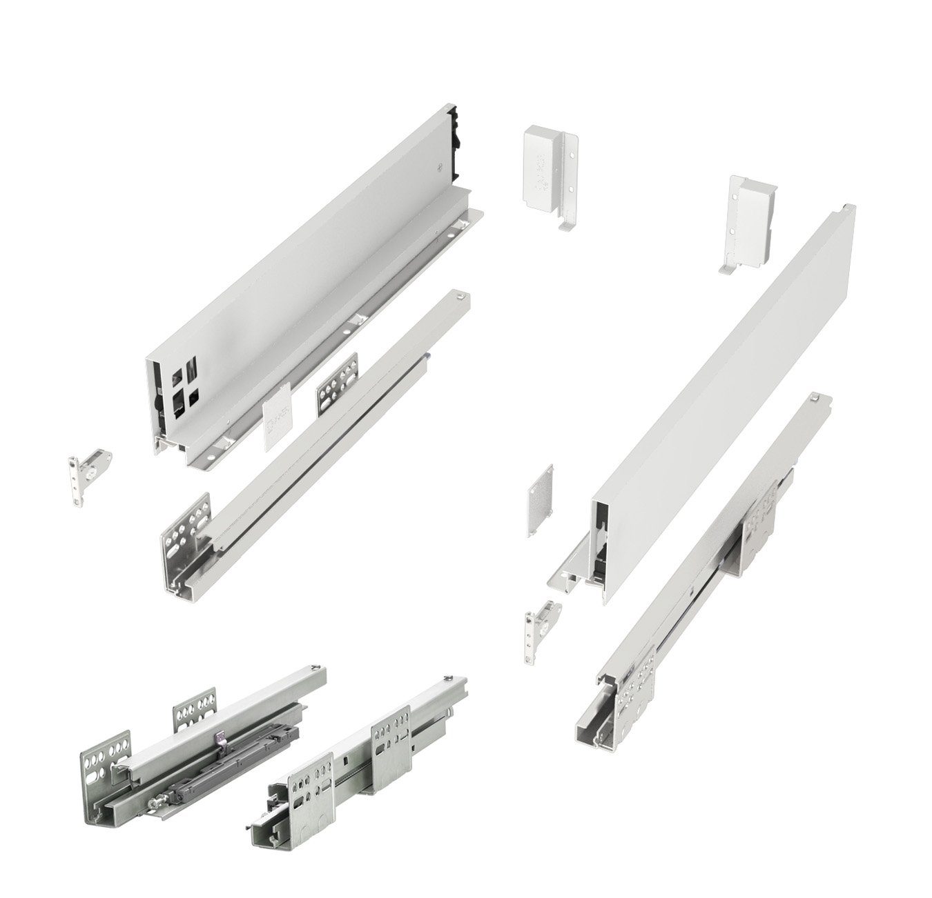 SO-TECH® Schubkasten System JUNKER SLIM H: 84 mm, bis 35 kg Last mit Push to Open, weiß, mit 13 mm schlanke Schubladenzargen, Nennlänge 500 mm
