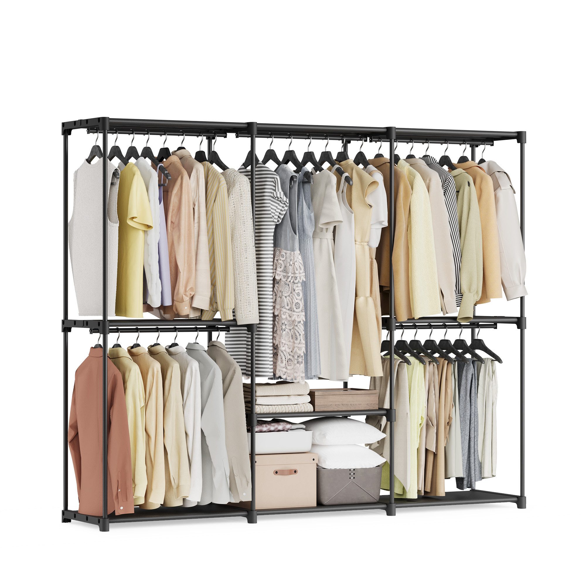 SONGMICS Вешалки для одежды, Kleiderschrank offen, 5 Hängefächer, 205 x 43 x 166 cm, viel Platz