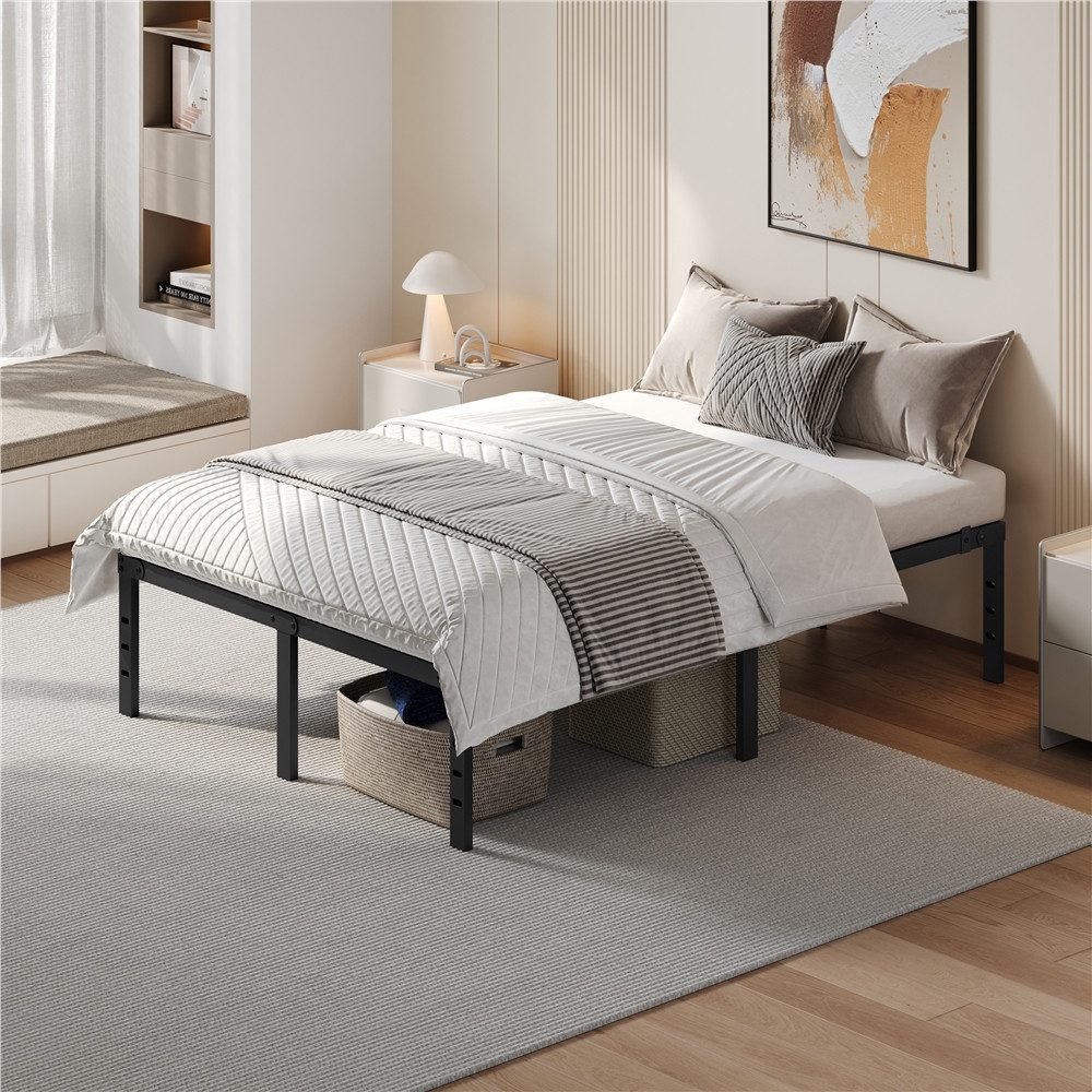 Yaheetech Metallbett 90×190/90×200/140×200/160×200/180×200 cm, Bettrahmen 36/41 cm H mit Lattenrost, Bettgestell aus Metall