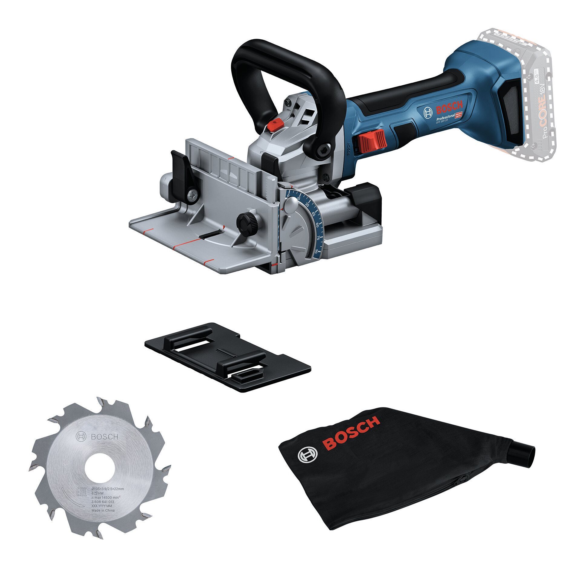 BOSCH Akku-Fräse GFF 18V-22, 18 in V, Flachdübelfräse Ohne Akku - im Karton