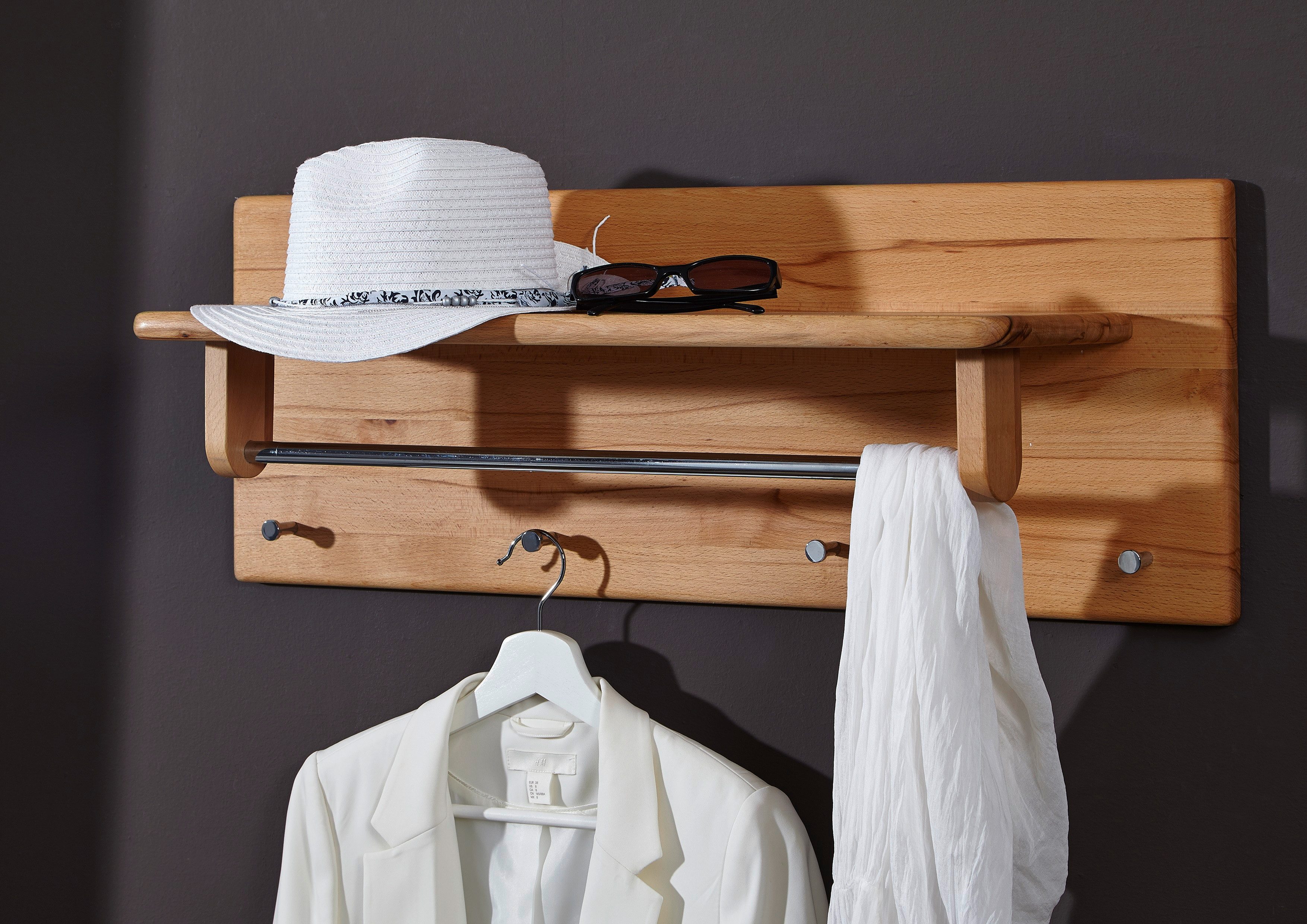 Woodroom Garderobenpaneel Riverdale, Kernbuche massiv geölt günstig online kaufen