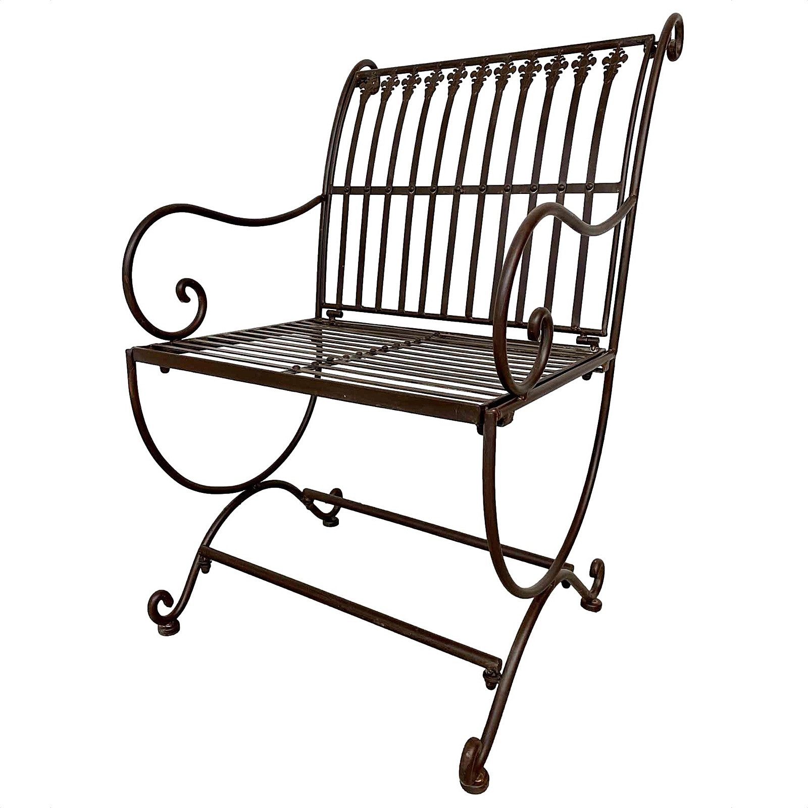 Aubaho Dekoobjekt Gartenstuhl Stuhl Gartenmobiliar Nostalgie Eisen 86cm braun Antik-Stil