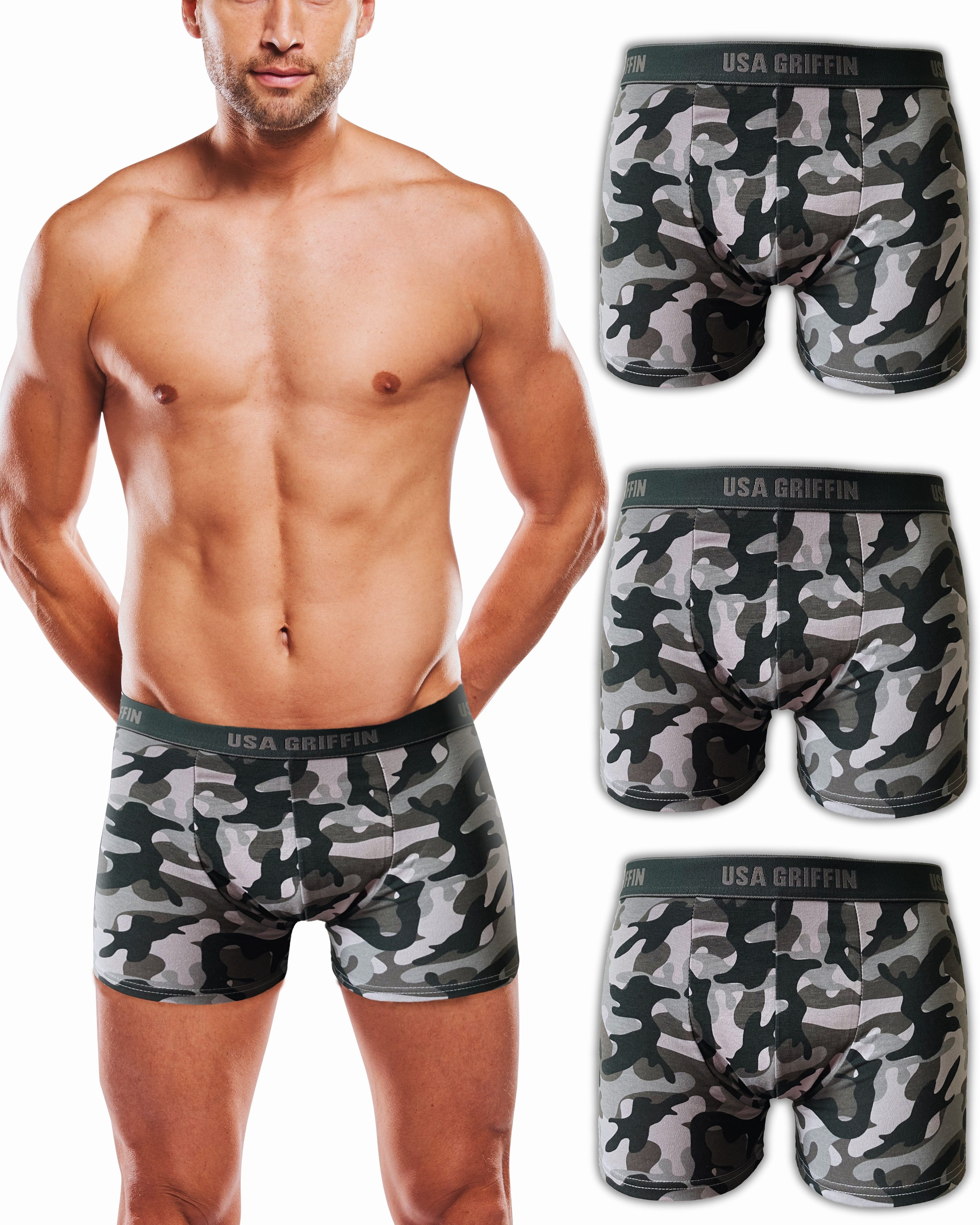 USA Griffin Боксерские мужские трусы, боксерки Herren Подштанники (SET, 3er Pack) Stretchmaterial