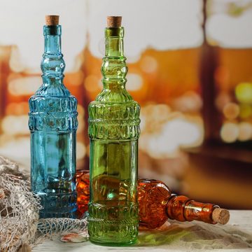 MARELIDA Vorratsglas Deko Flasche m. Korken Retro Likör Glasflasche Vintage Recyclingglas, Glas, (1-tlg)