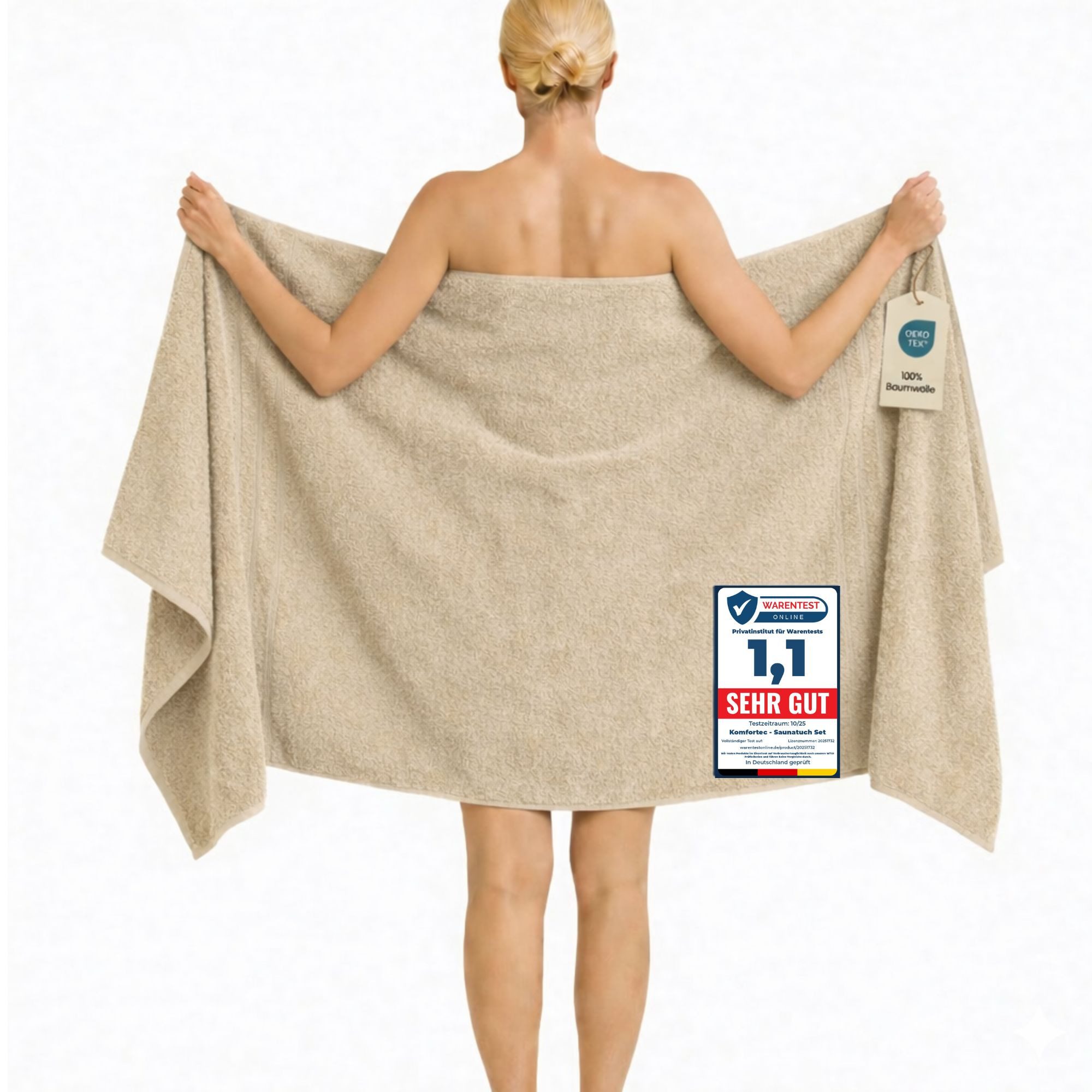 Komfortec Saunatuch 100x200 cm Badetuch aus 100% Baumwolle, Frottee (1-St), extra Große, Schnelltrocknend