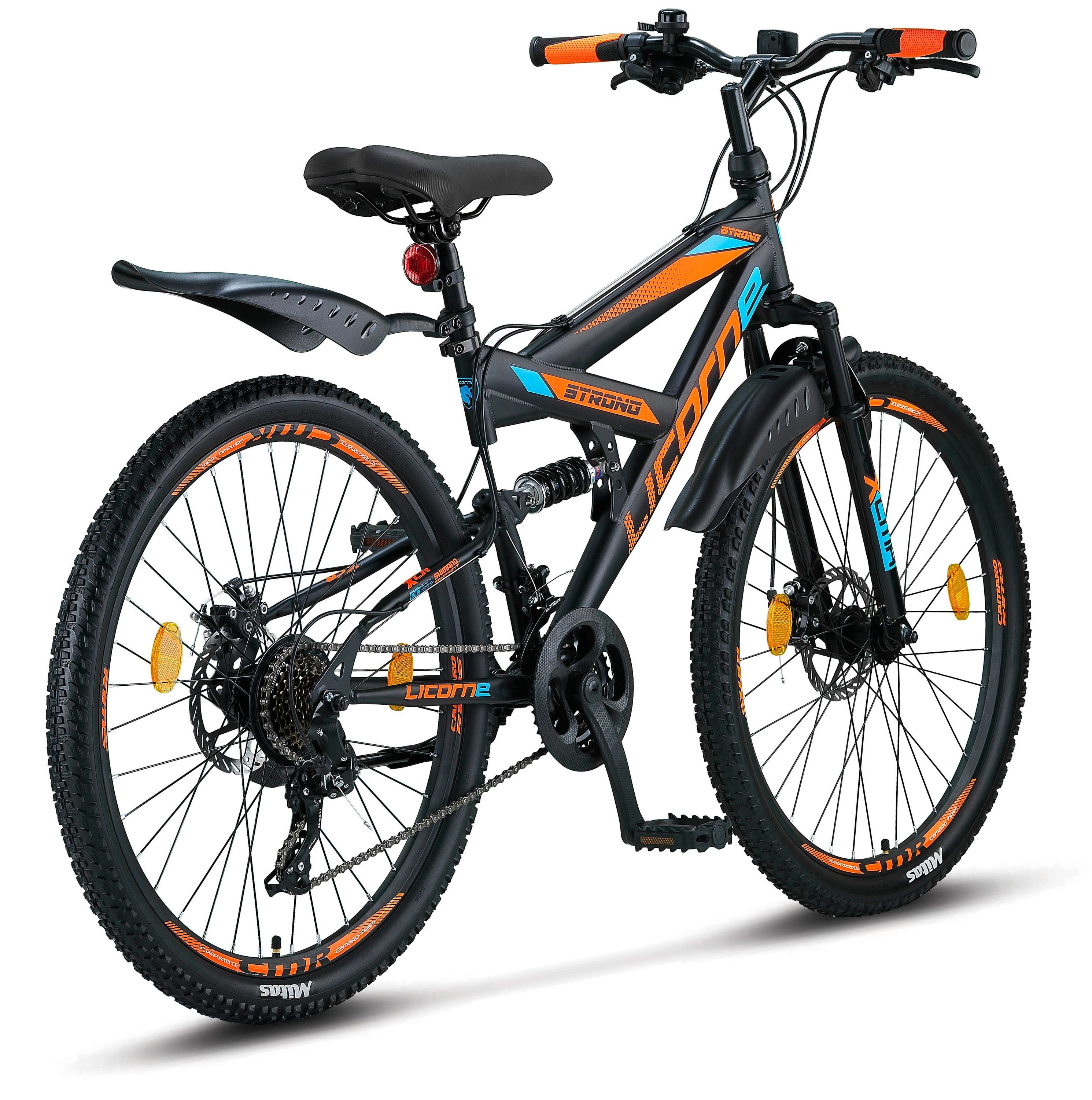2D 26, 29 Bike und Schwarz/Blau/Orange Bike in Licorne 27,5 Zoll Strong Licorne Mountainbike Mountainbike Premium