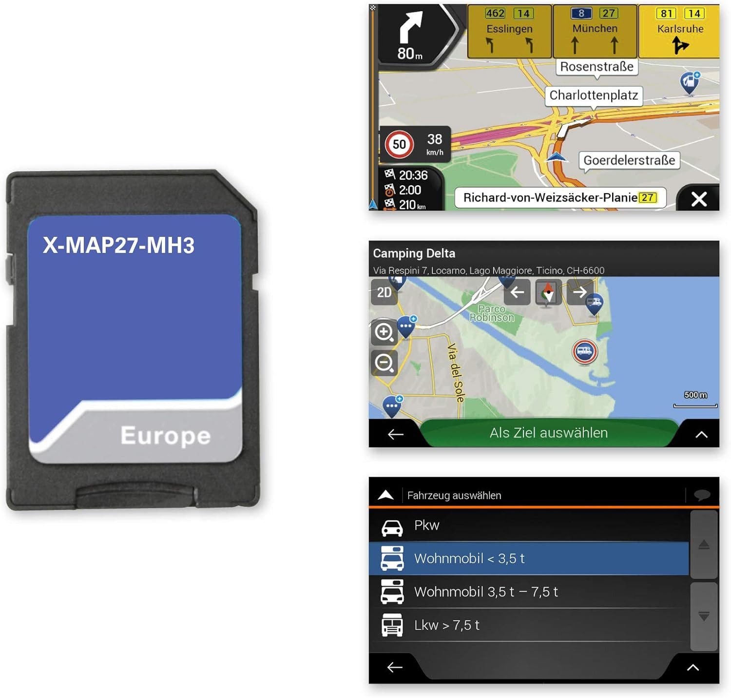 Xzent X-MAP27-MH3 Micro SD-Karte f. Reisemobil Navigation XZENT X-427 X-F270 Autoradio