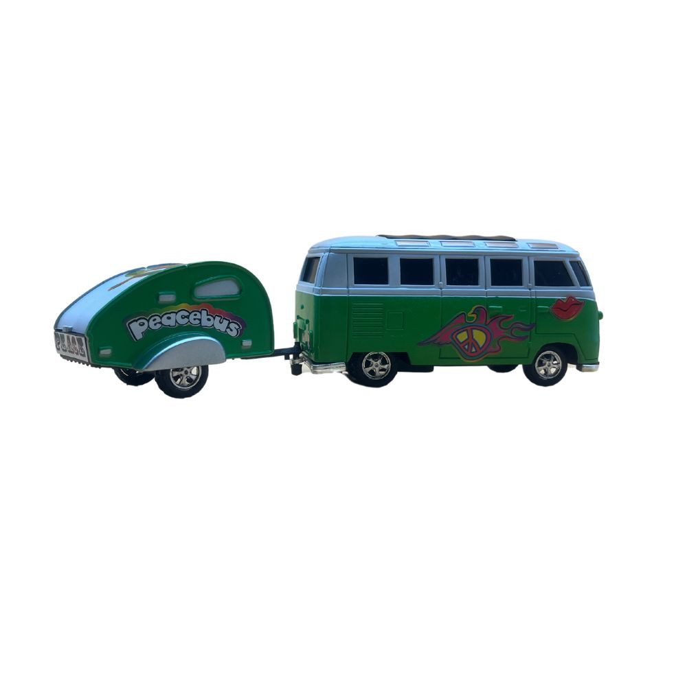 Haushaltshobel VW Bus Peacebus Caravan 1:43 Bus mit Wohnanhänger T Modell
