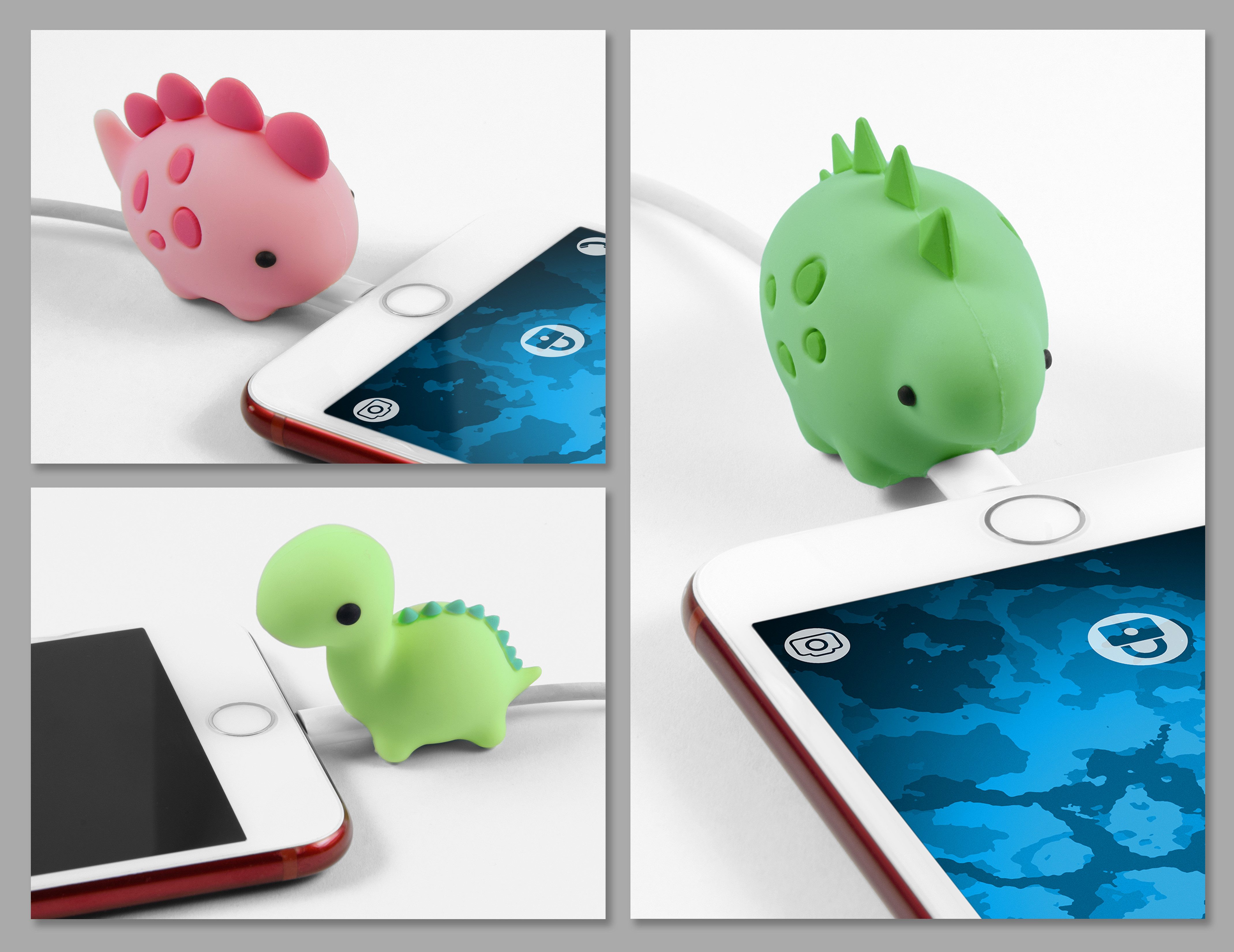 PhoneNatic Handy Stecker-Schutz Kabeltier - kompatibel mit Lightning Kabel Smartphone-Kabel, Dino Mint