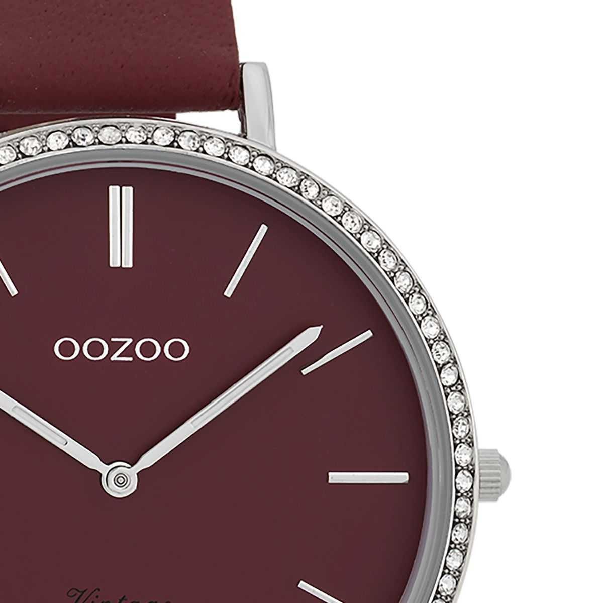 OOZOO Quarzuhr Vintage Damenuhr C9802 Bordeaux Lederband 40 mm C9802 günstig online kaufen