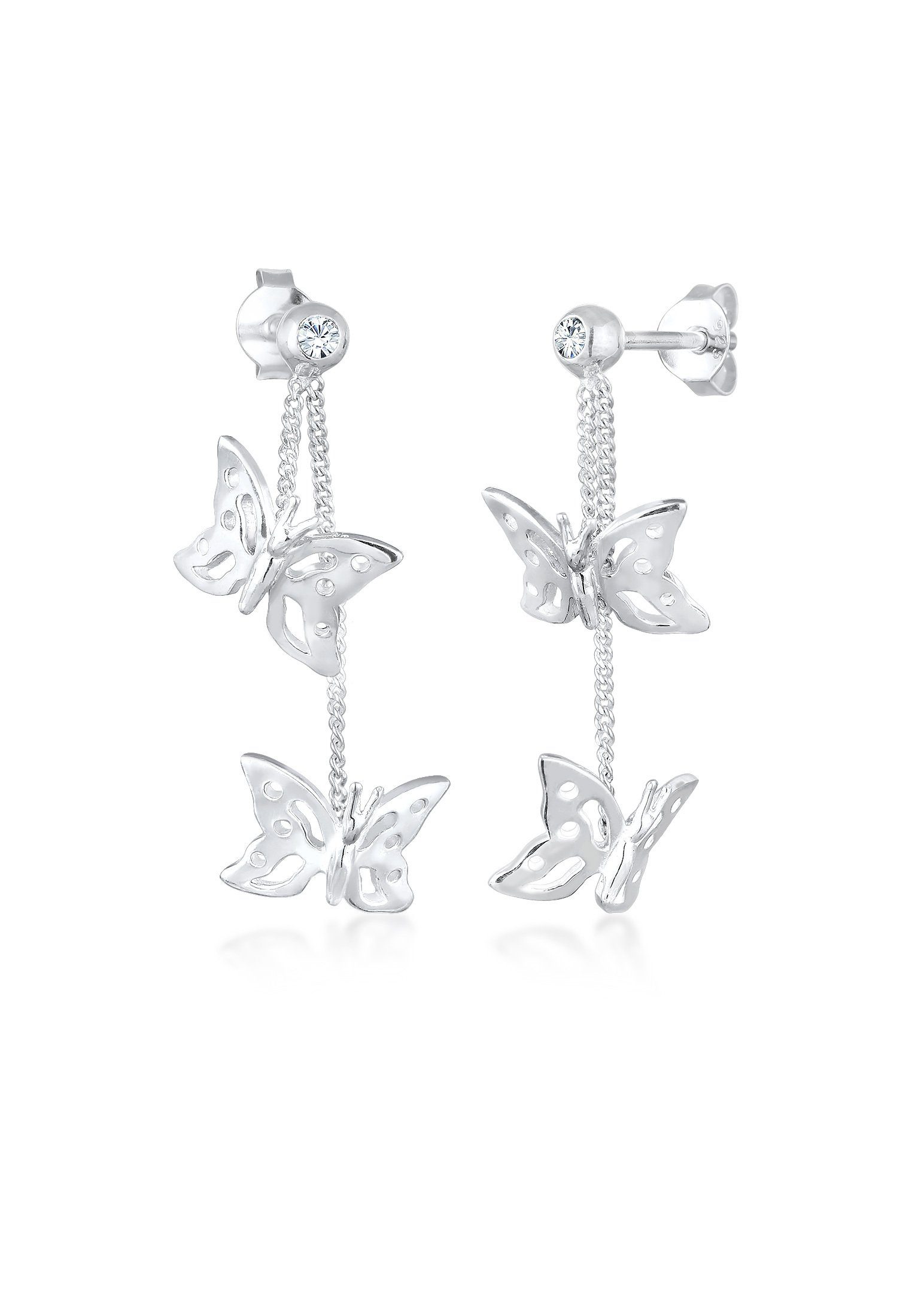 Elli Paar Ohrhänger Schmetterling Natur Kristalle Silber 925, Schmetterling Weiß