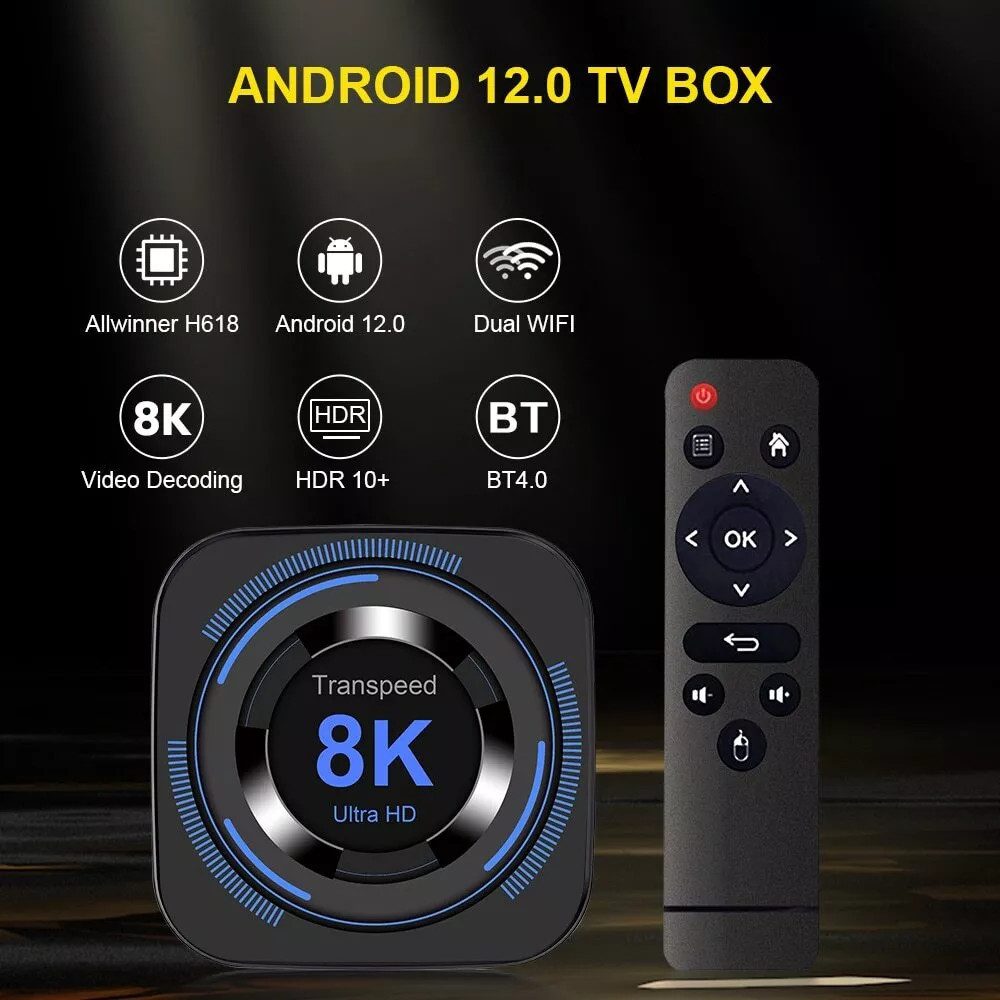 Athlix Streaming-Box Streaming-Box Android 12 8K TV Box Streaming Box H618 Dual Wifi, Netflix, Disney+, Prime Video, Apple TV+, Youtube, Paramount+ uvm