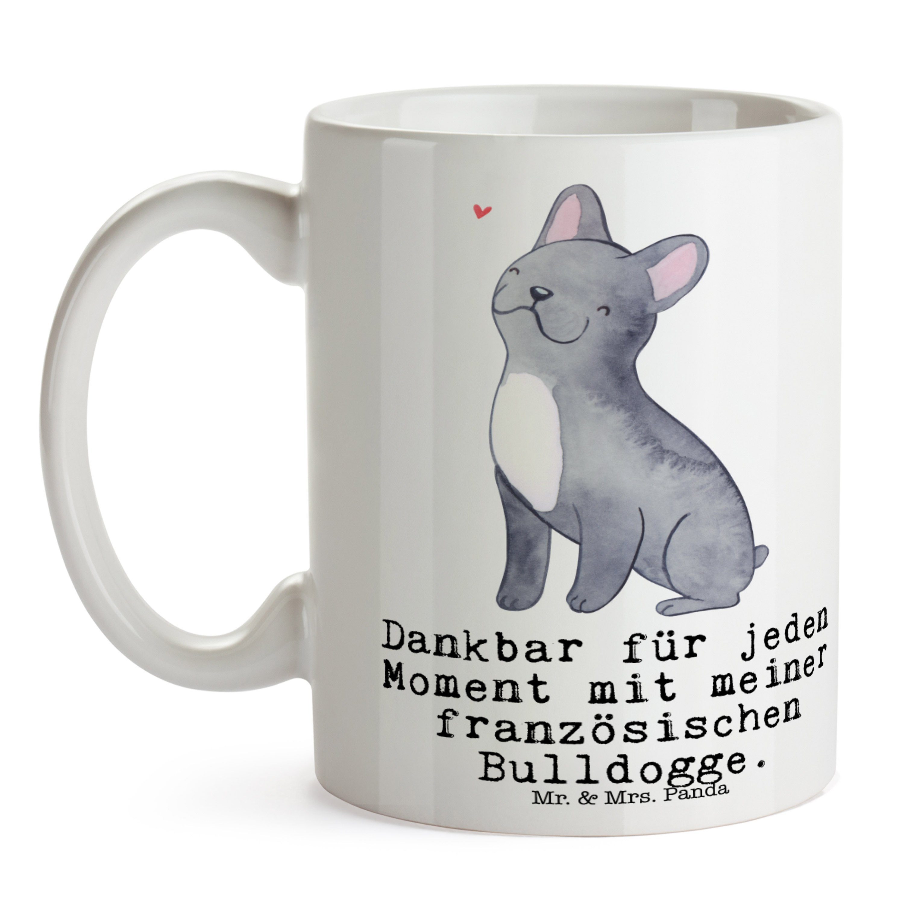 Weiß Keramik Geschenk, Tasse Kaffeetasse, Moment Mrs. Mr. - Panda & Rassehu, Bulldogge Französische -