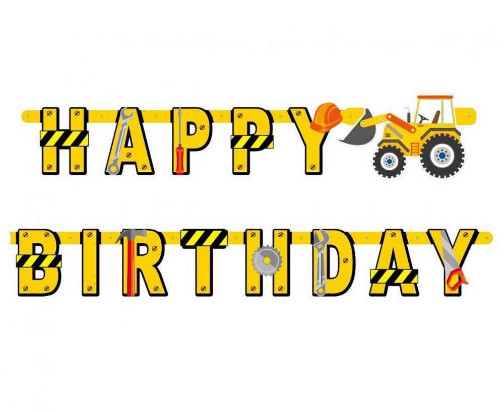 Godan Girlande Happy Birthday Girlande Baustelle