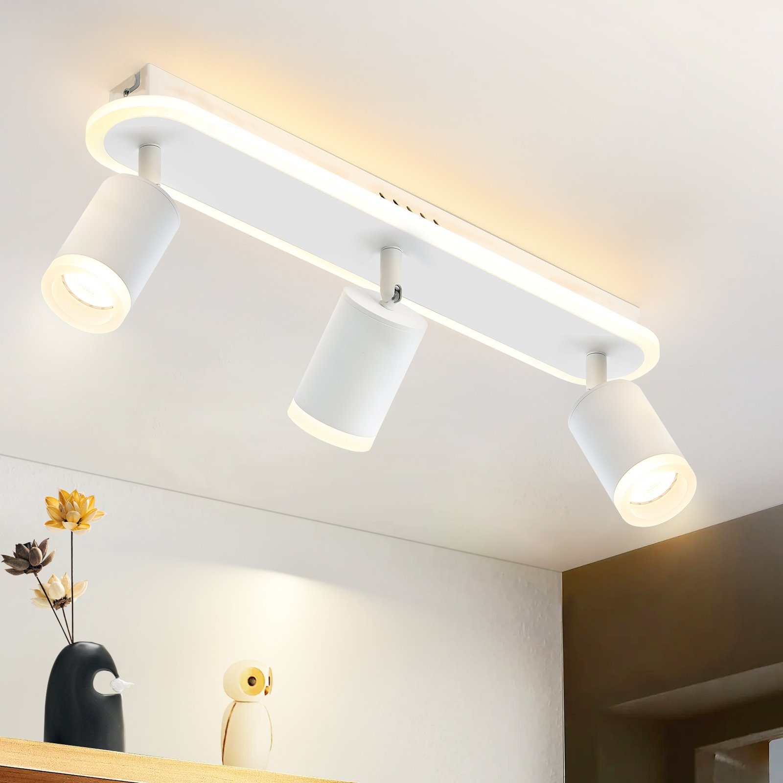 ZMH Deckenstrahler Schwarz/Weiß 3 Flammig Deckenlampe günstig online kaufen