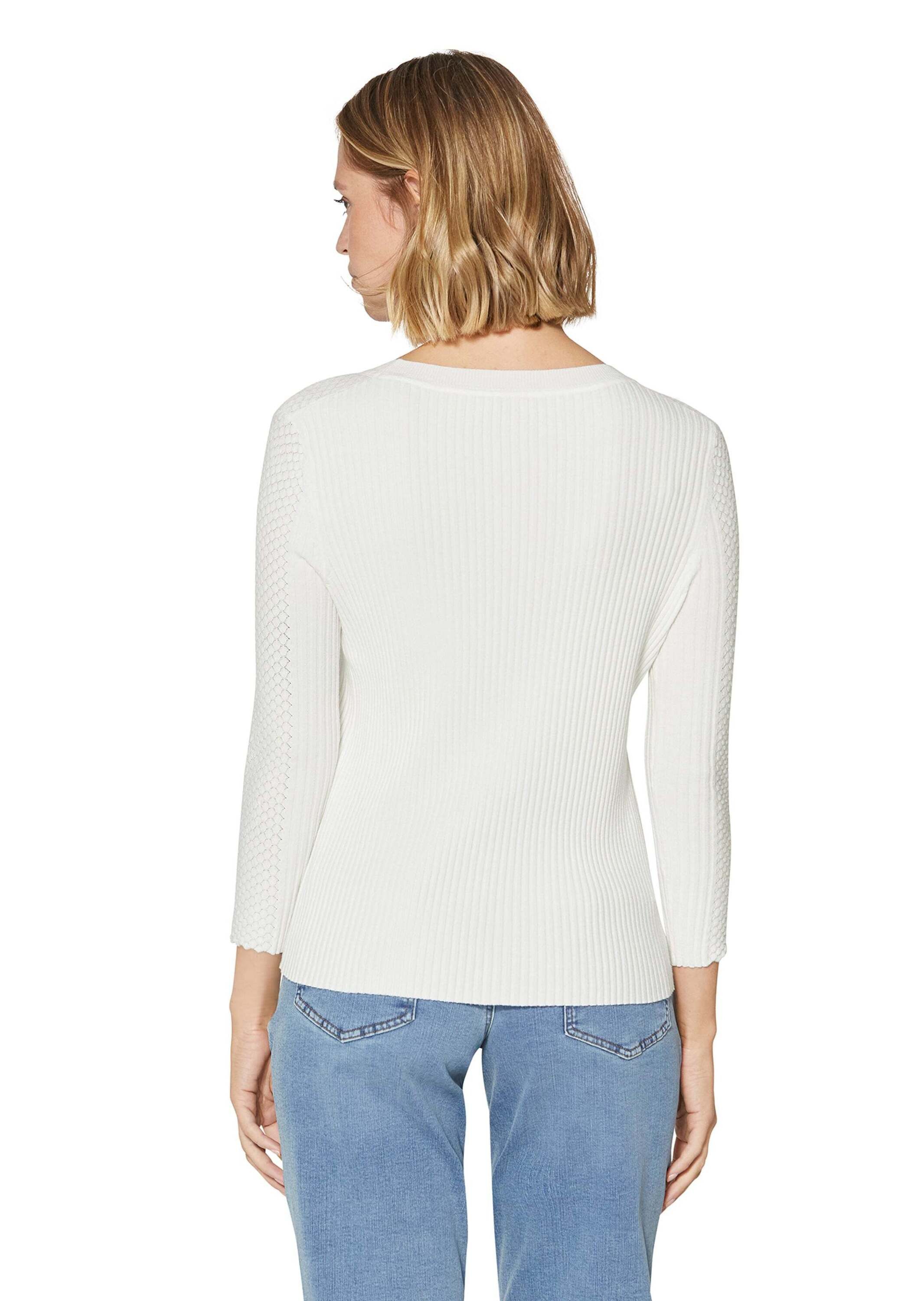 MADELEINE Strickpullover Schmaler Rippstrickpullover, Baumwollmix Uni-Design und runder Ausschnitt für zeitlose Eleganz