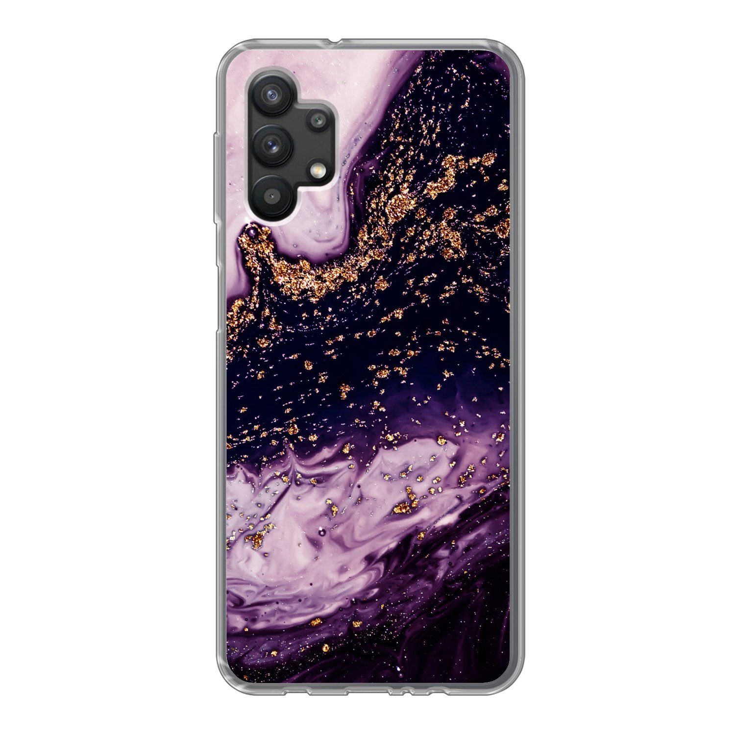 MuchoWow Handyhülle für Samsung Galaxy A32 5G Marmor - Gold - Naturstein, Smartphone-Bumper, Print, Handy Schutzhülle Dünn