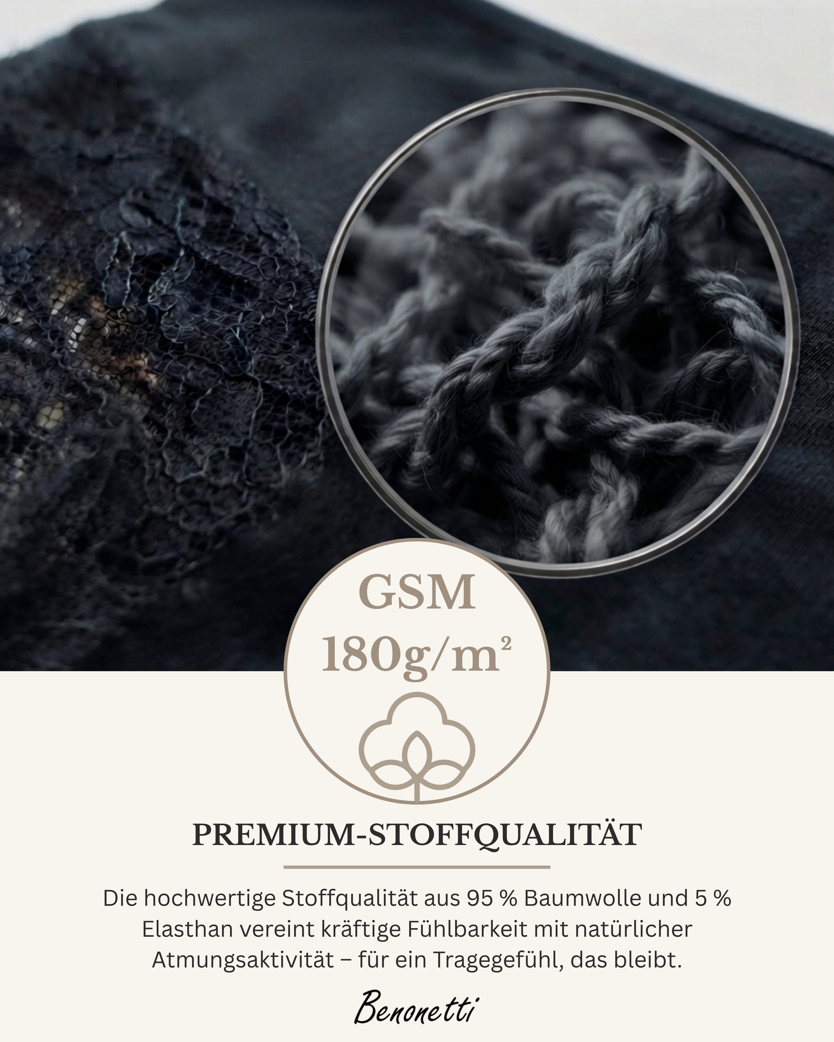 Benonetti Hipster Damen 3er Pack aus Baumwolle mit nahtloser Spitze (3er Set, 3er-Pack) Besondere Spitzen am Beinabschnitt